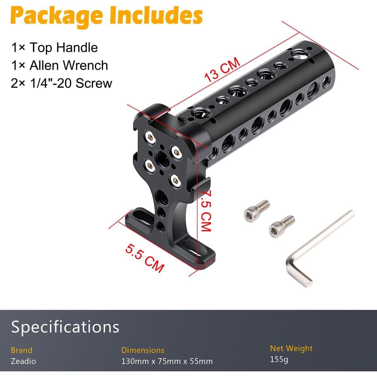 Empuñadura Ajustable Universal Zeadio para Cámara con Montura Fría
