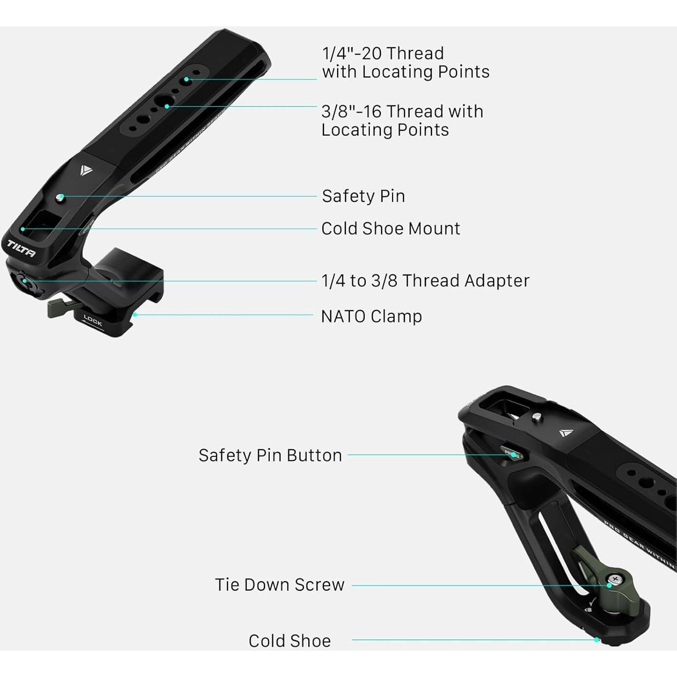 Mango Superior Tilta Xeno Doble 1/4"-20 para Cámaras - Negro