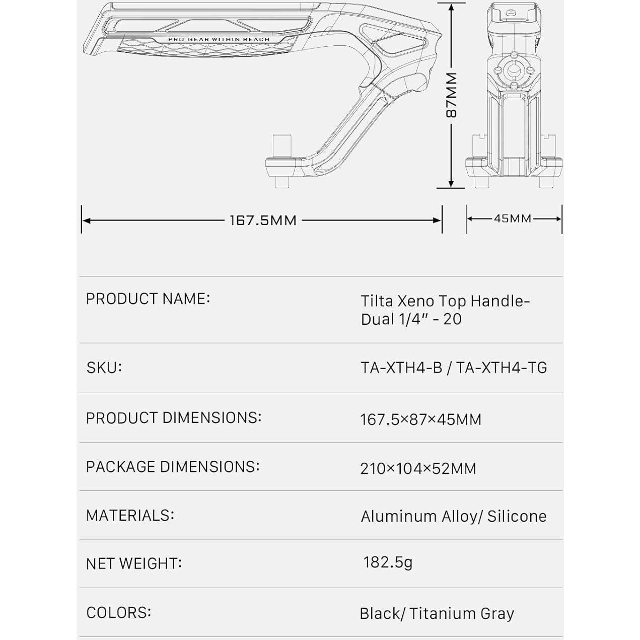 Mango Superior Tilta Xeno Doble 1/4"-20 para Cámaras - Negro