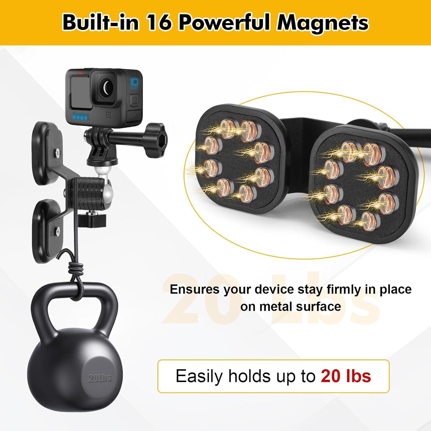 Soporte Magnético para Cámara GoPro y DJI - Rotación 360°