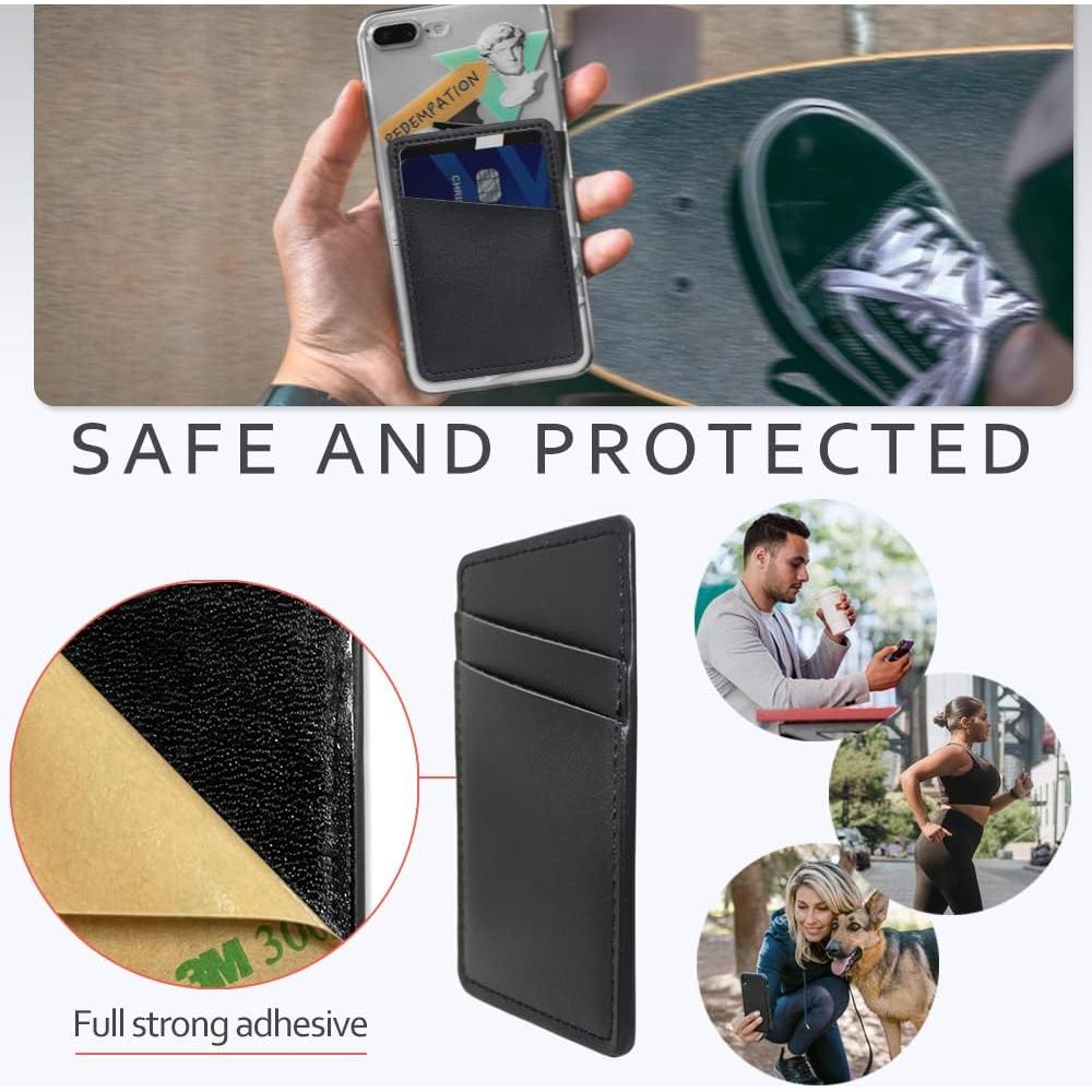 Billetera Adhesiva de Cuero Limvory para Teléfonos - Negro