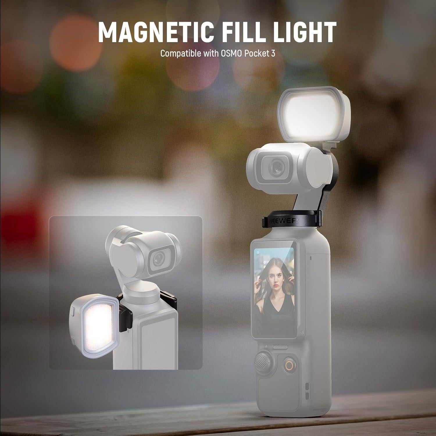 Luz LED Auxiliar NEEWER M21 para DJI OSMO Pocket 3 - 3 Modos