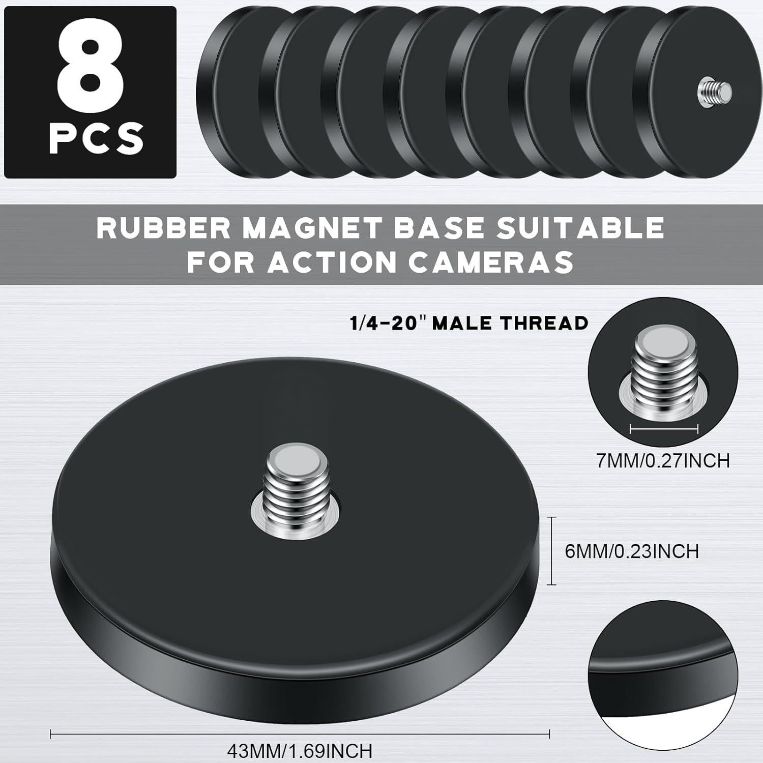 Soporte Magnético de Cámara Pushglossy 8 Pcs 43 mm Alta Resistencia