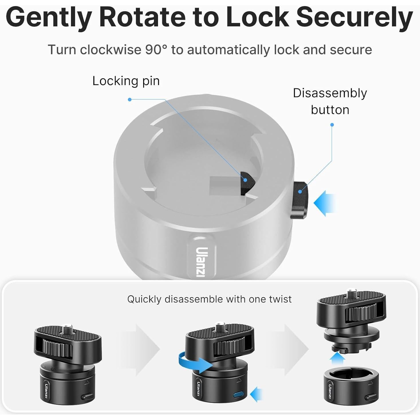 Adaptador Go Quick II 1/4" ULANZI - Liberación Rápida