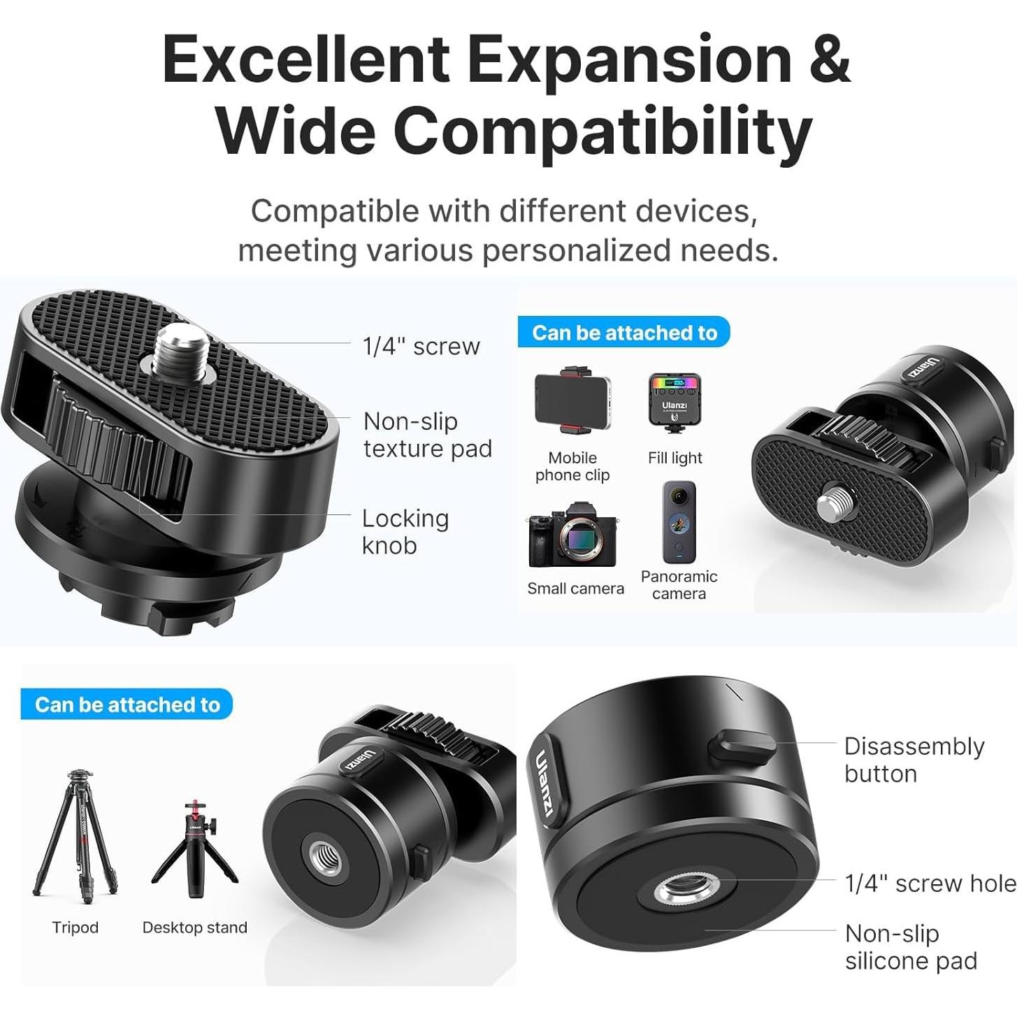 Adaptador Go Quick II 1/4" ULANZI - Liberación Rápida