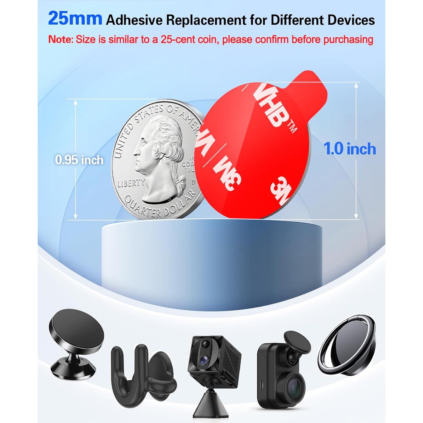 6 Almohadillas Adhesivas Doble Cara 3M Lendouble 25mm Rojo