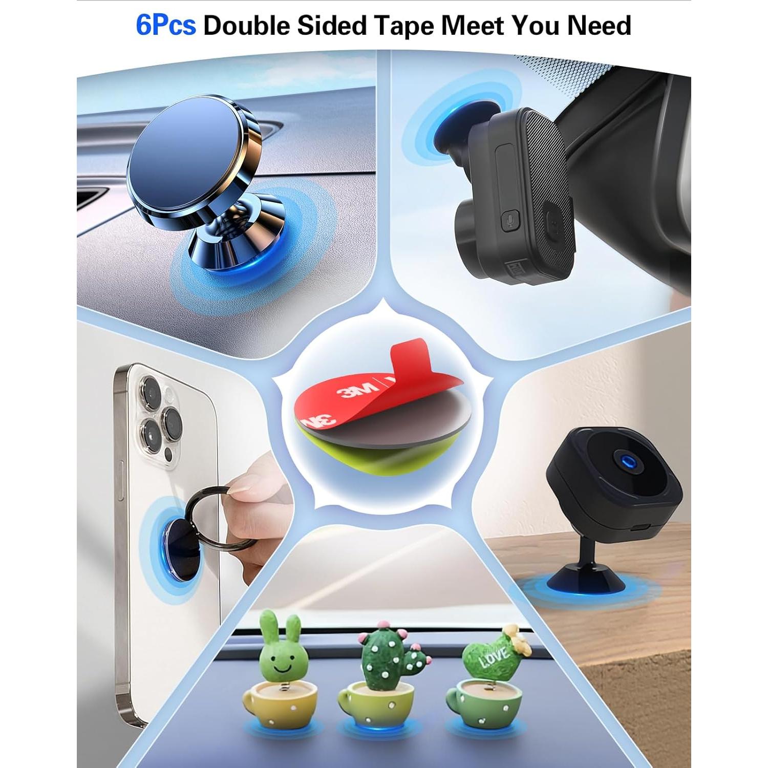 6 Almohadillas Adhesivas Doble Cara 3M Lendouble 25mm Rojo