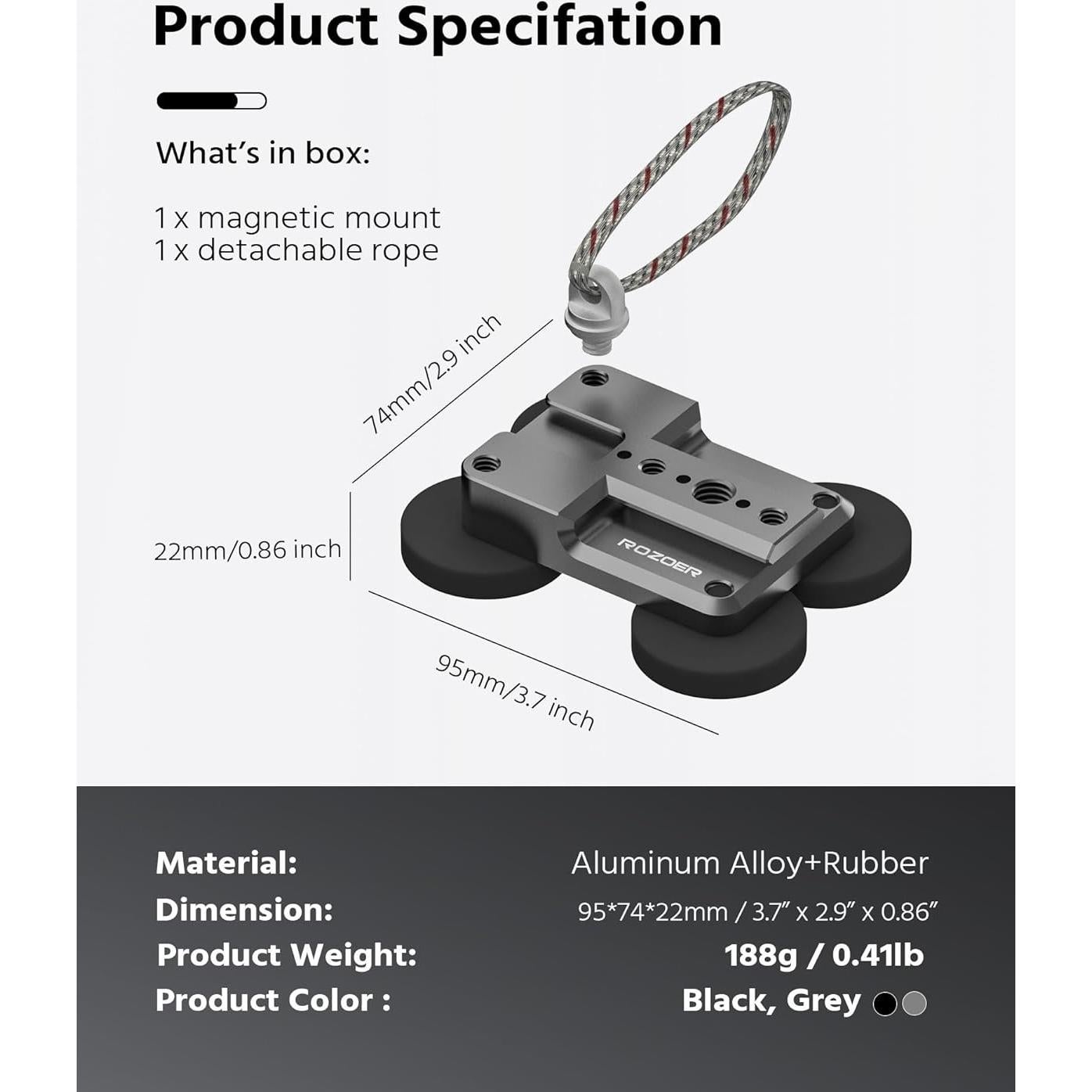 Base de Montaje Magnético ROZOER para Cámaras y Smartphones