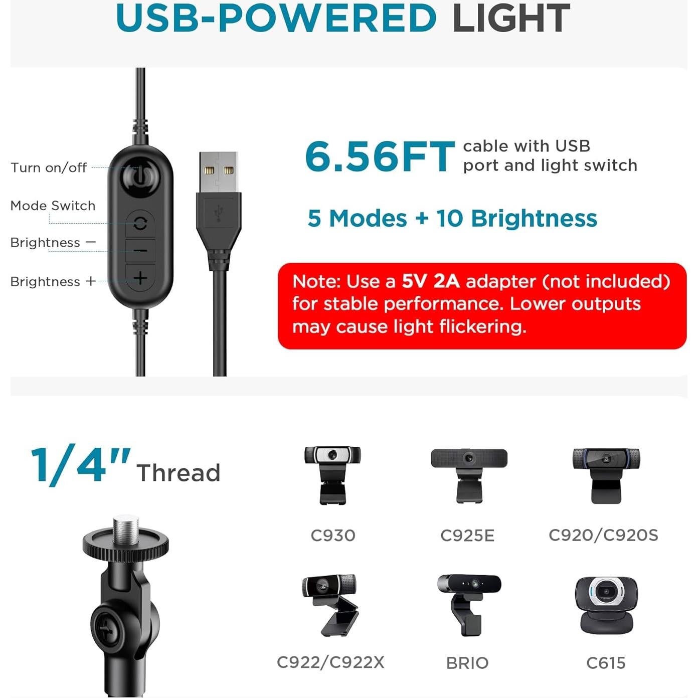 Luz de Anillo LED InnoGear F-601 para Videoconferencias 60 LEDs