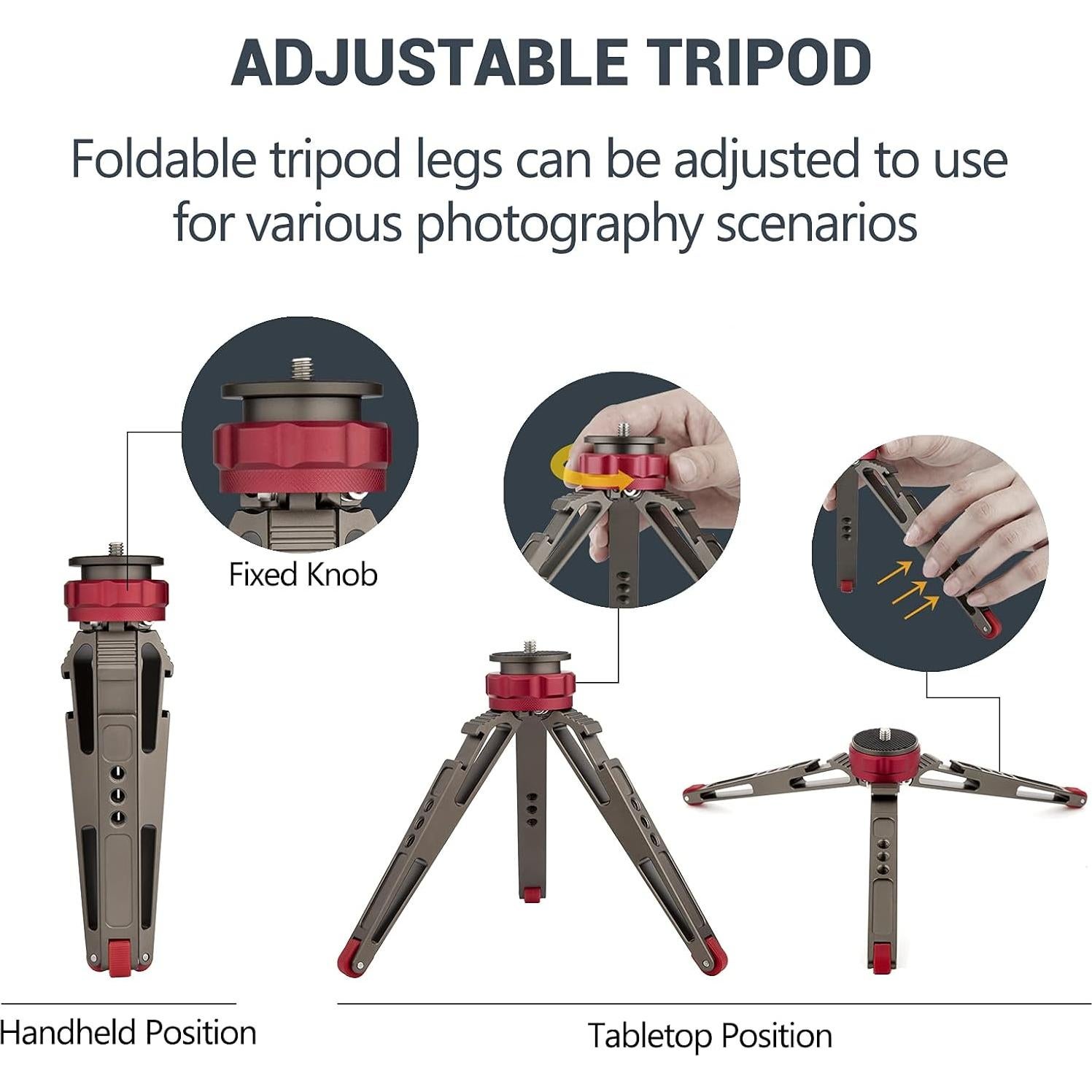 Mini trípode de mesa Poyinco WH072, soporte de aluminio 16 cm