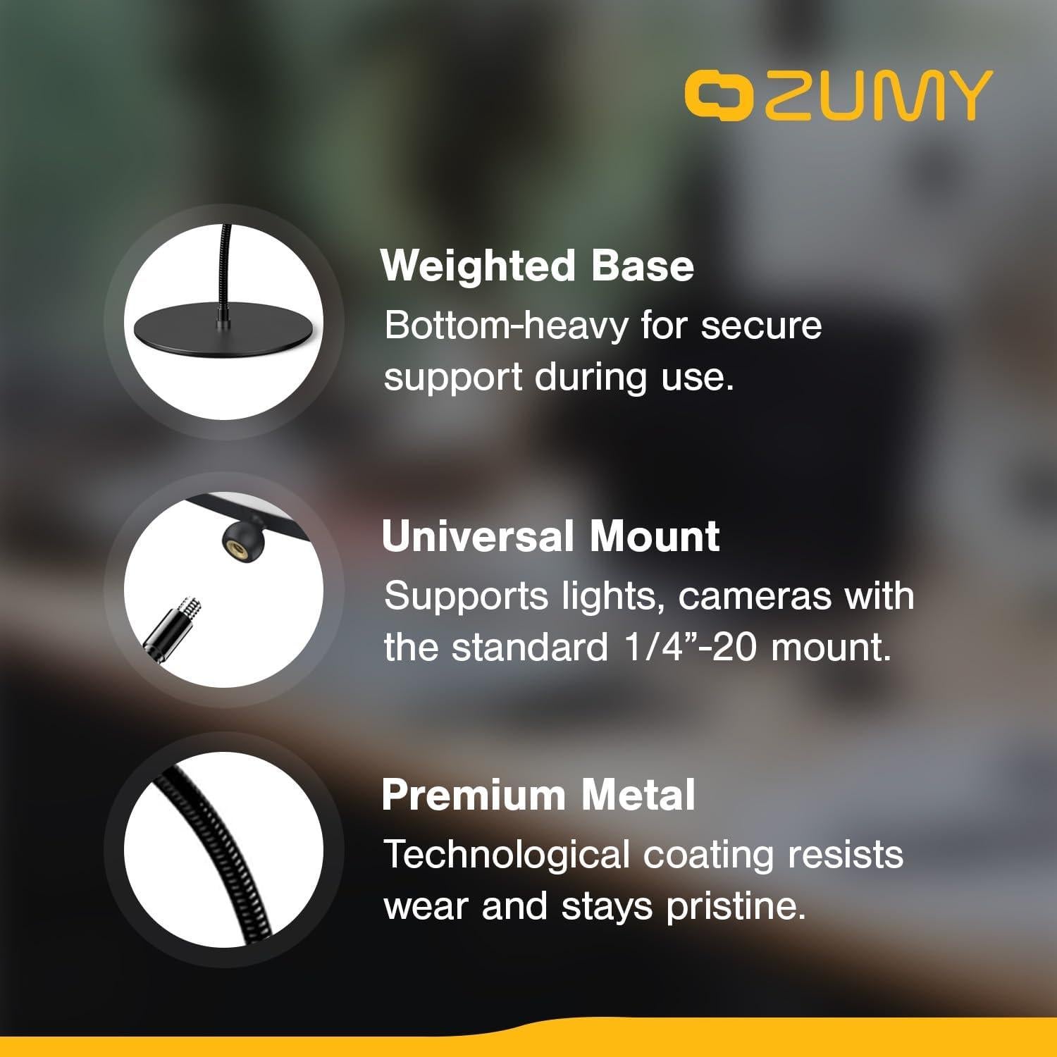 Soporte de Luz de Montaje en Escritorio Zumy ZDFS-01 - Base Pesada