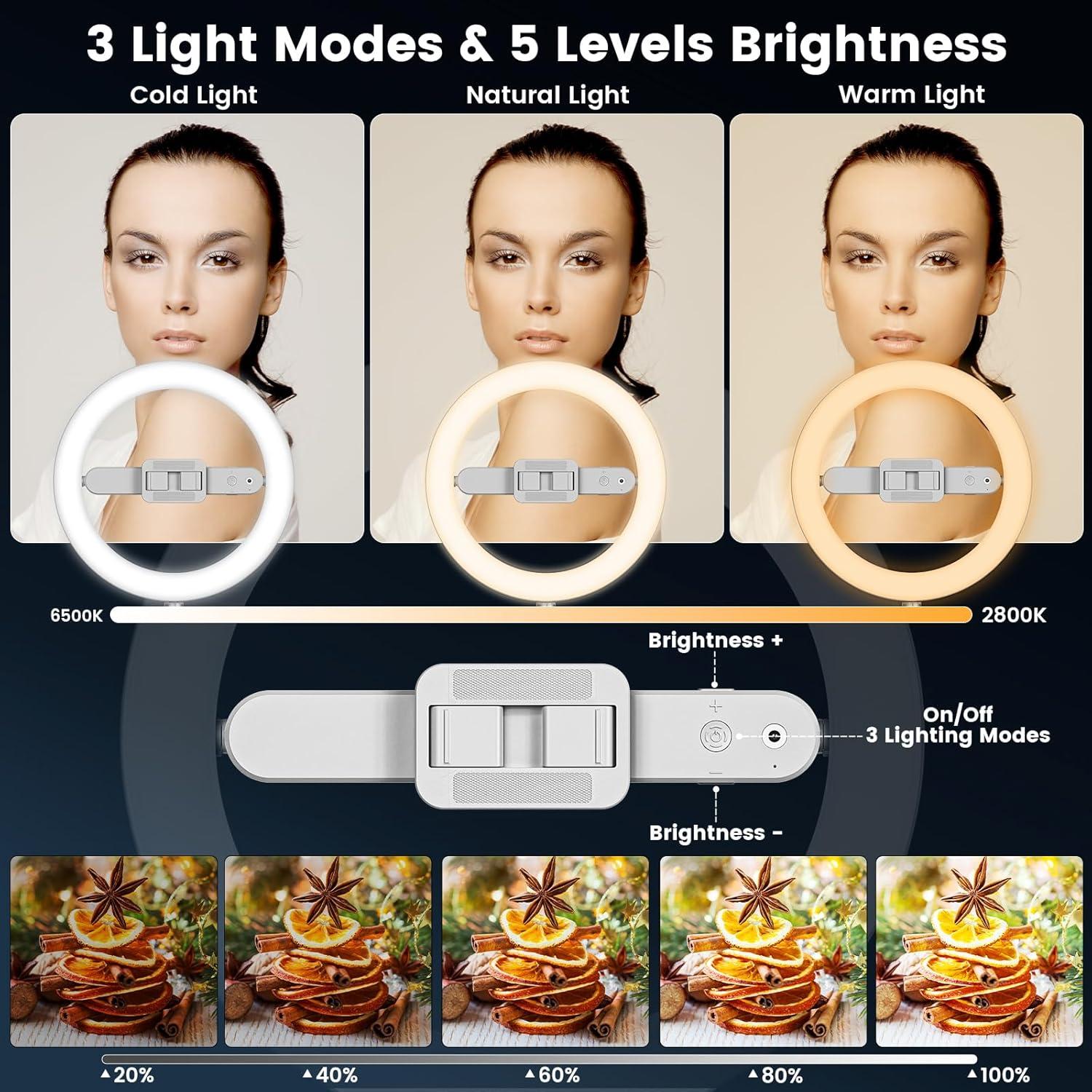 Anillo de Luz LED AIXPI con Soporte para Teléfono y Trípode