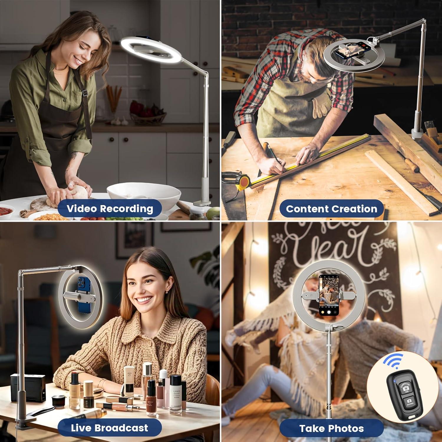 Anillo de Luz LED AIXPI con Soporte para Teléfono y Trípode