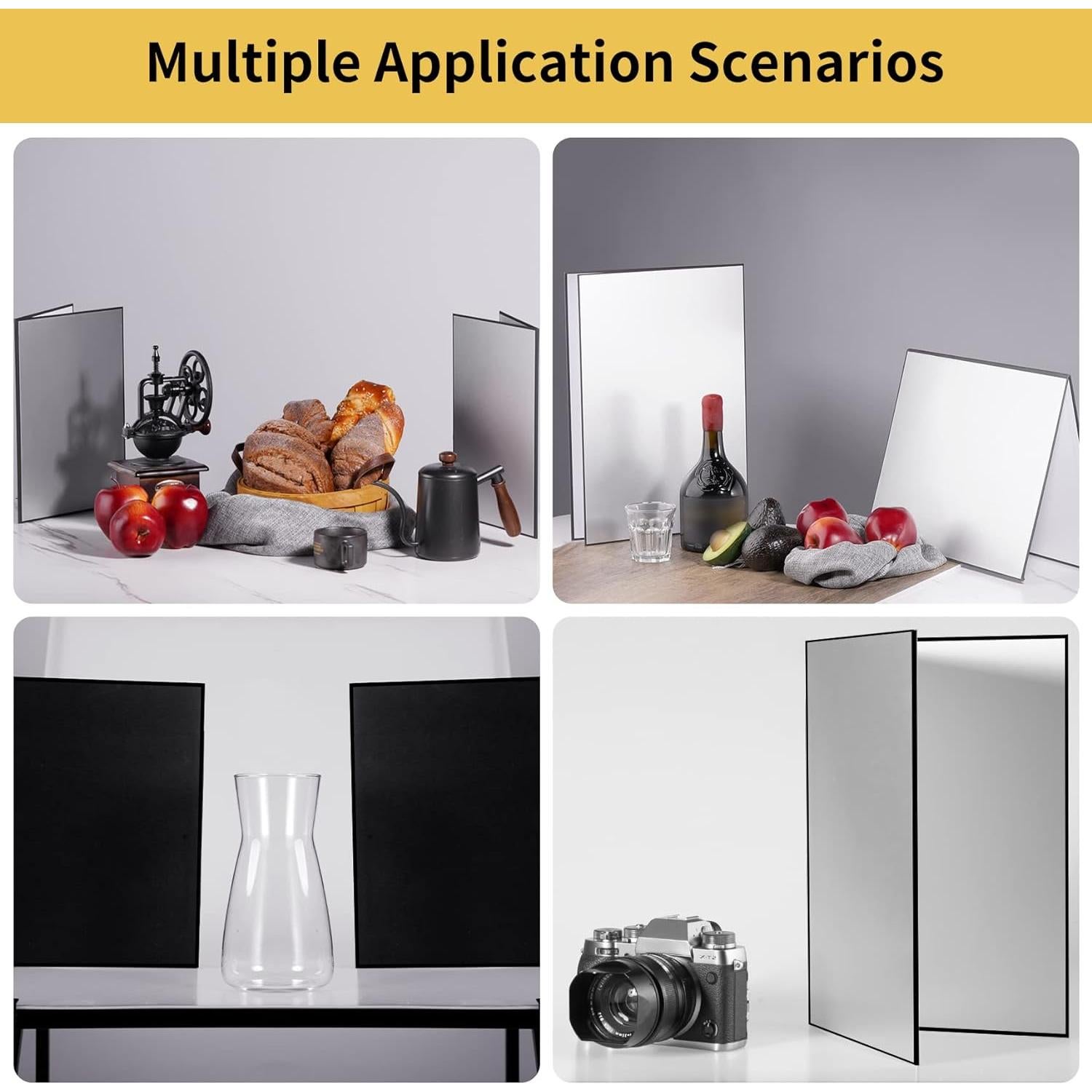 Reflector de Luz Plegable Meking 3 en 1 30.48x20.32cm Negro Plateado Blanco