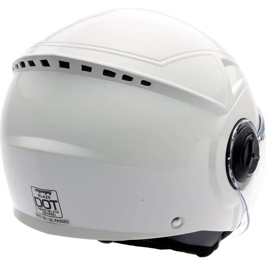 Casco Abierto MMG Blaze con Visera Plegable - Grande Blanco