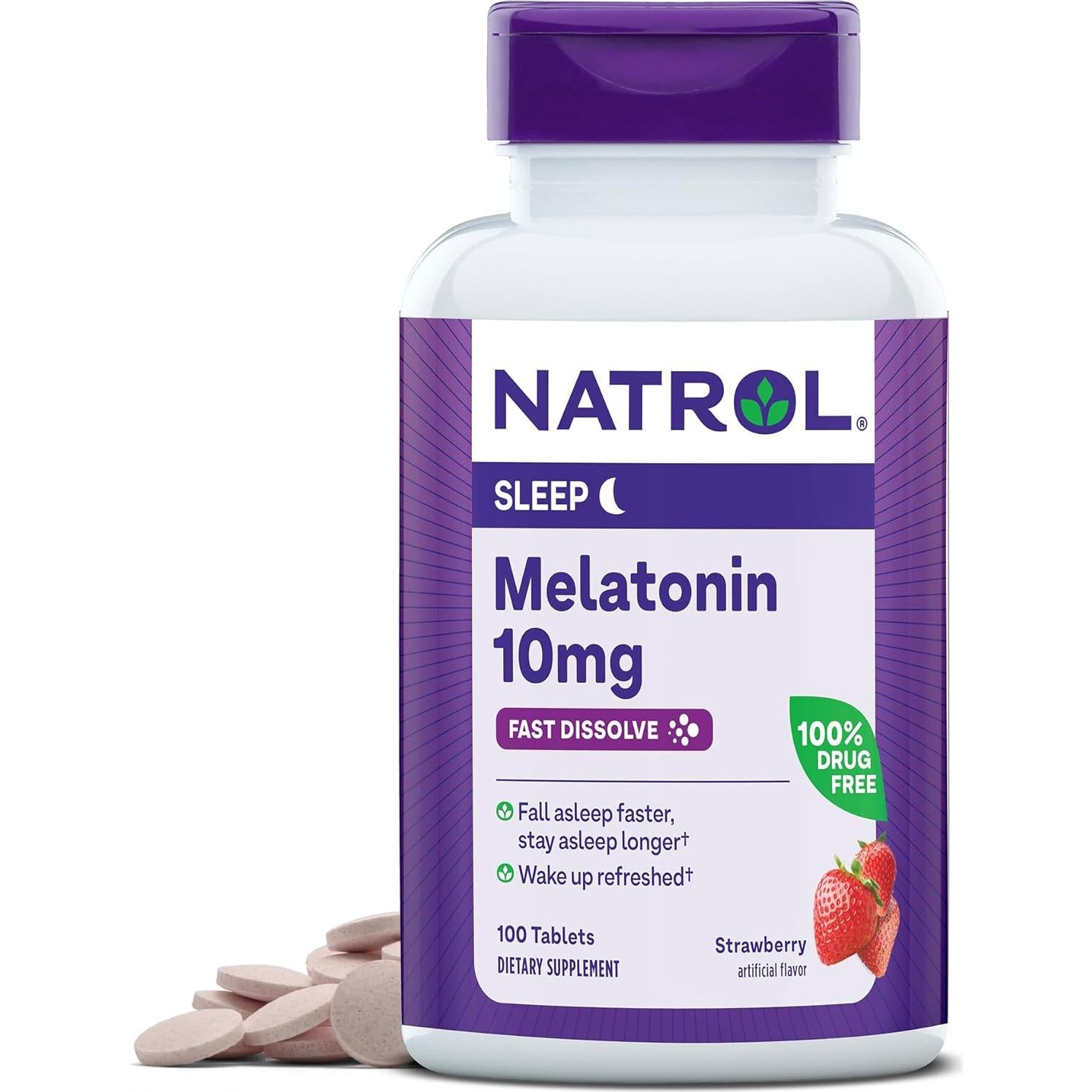 Natrol Melatonina 10mg Tabletas Rápidas Sabor Fresa 100+60