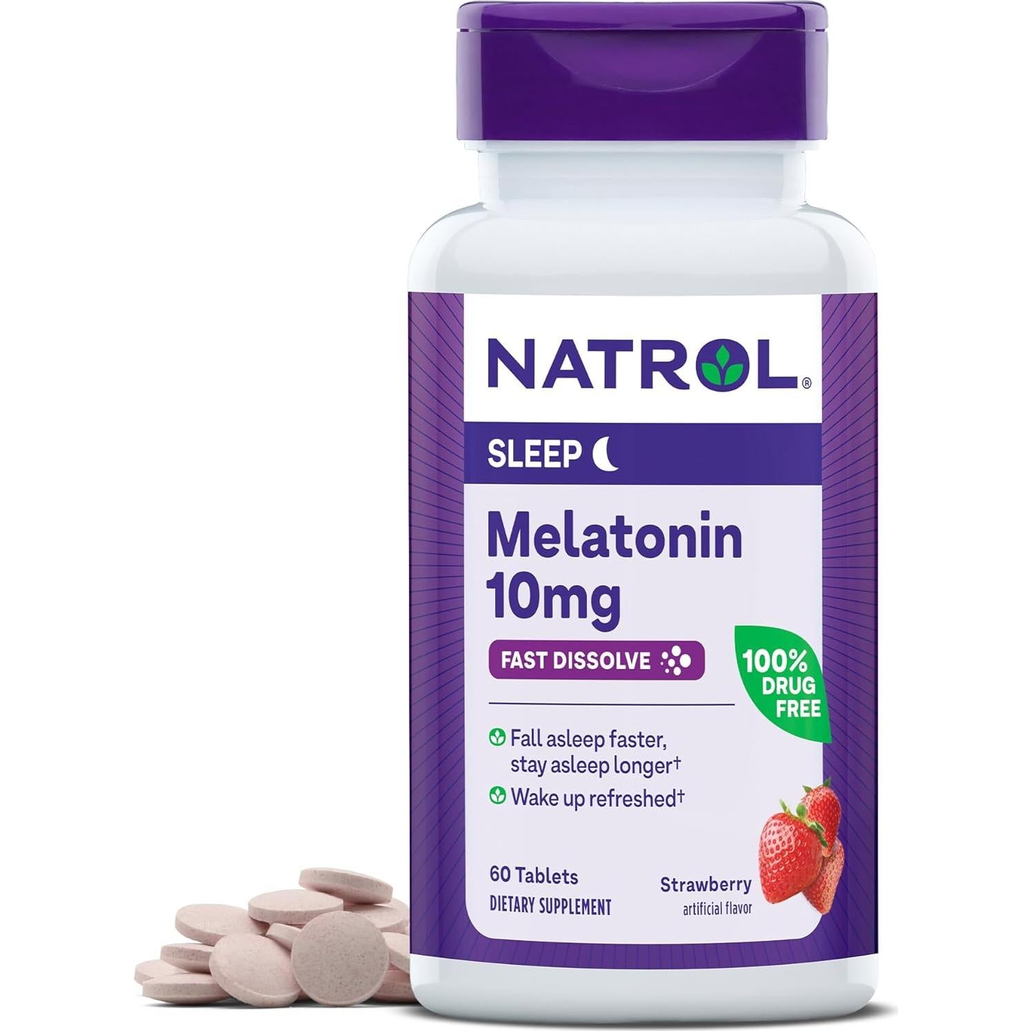 Natrol Melatonina 10mg Tabletas Rápidas Sabor Fresa 100+60