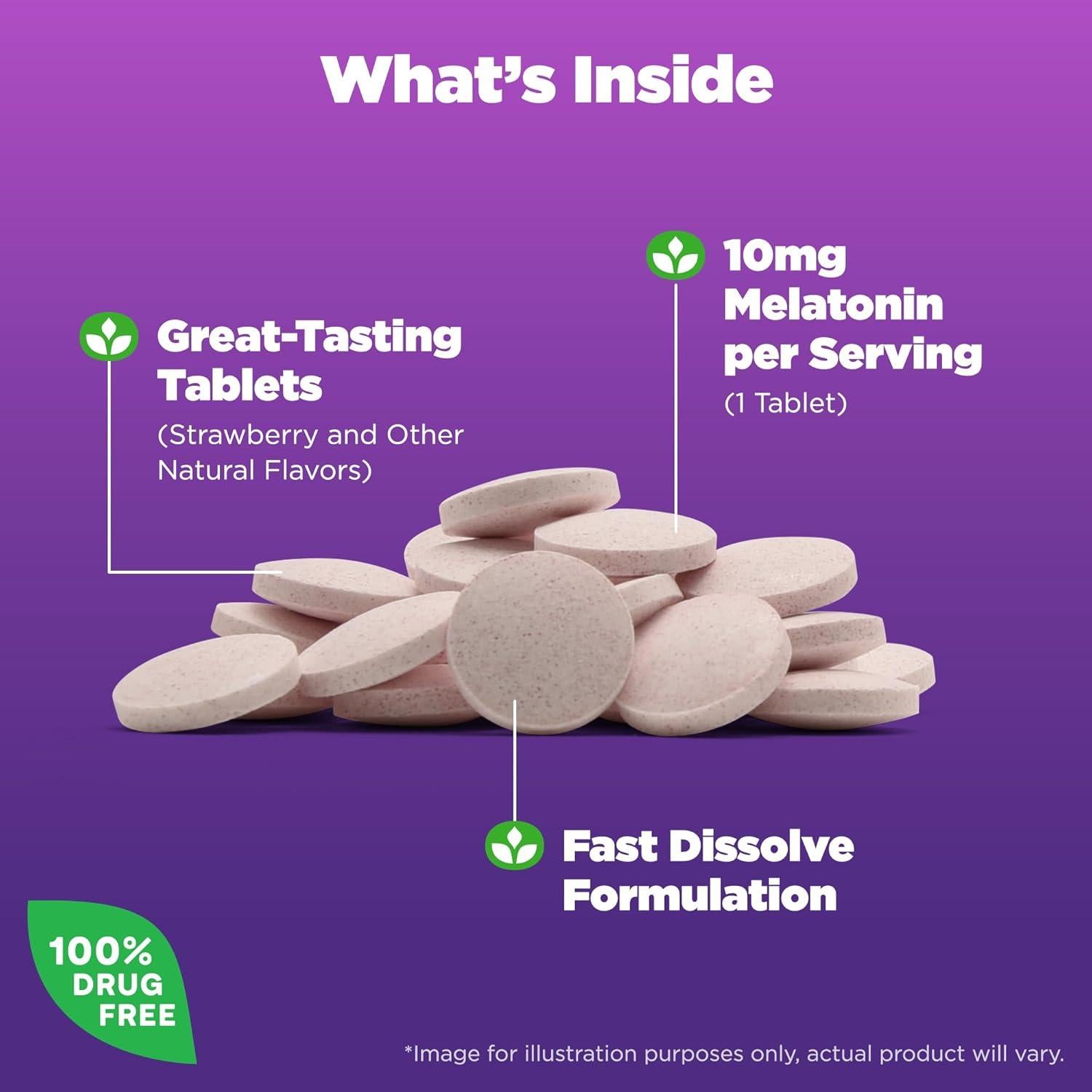 Natrol Melatonina 10mg Tabletas Rápidas Sabor Fresa 100+60