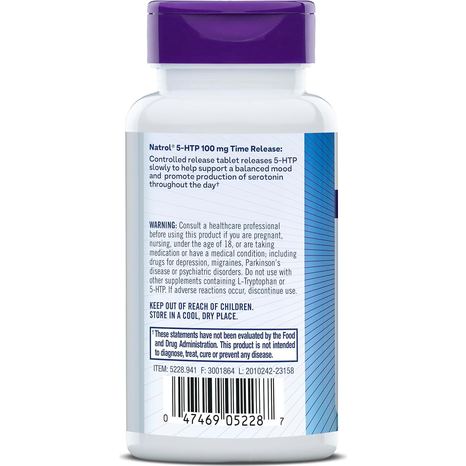 Natrol 5-HTP 100mg Suplemento Dietético 90 Tabletas Liberación Prolongada