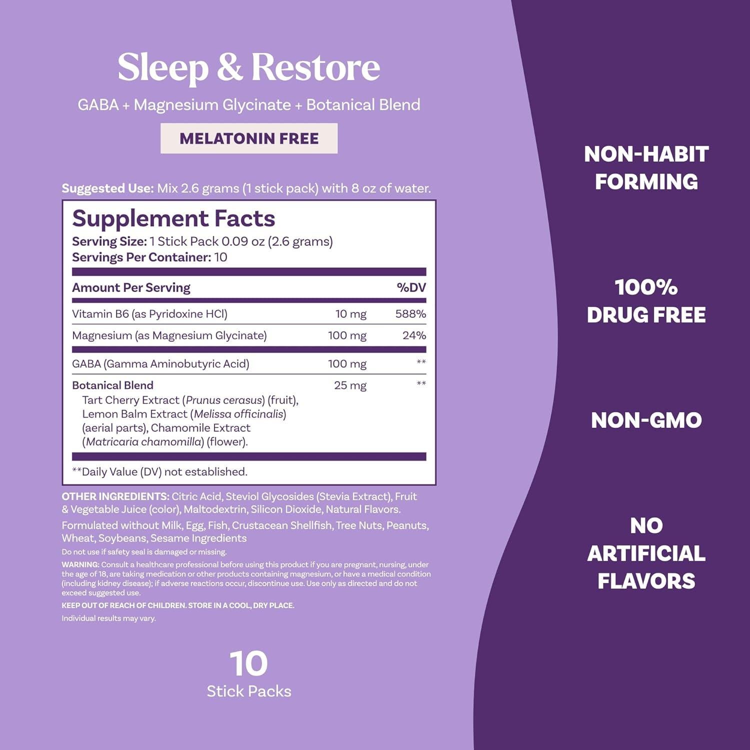 Bebida Calmante Natrol Sleep & Restore con Magnesio 10 Stick