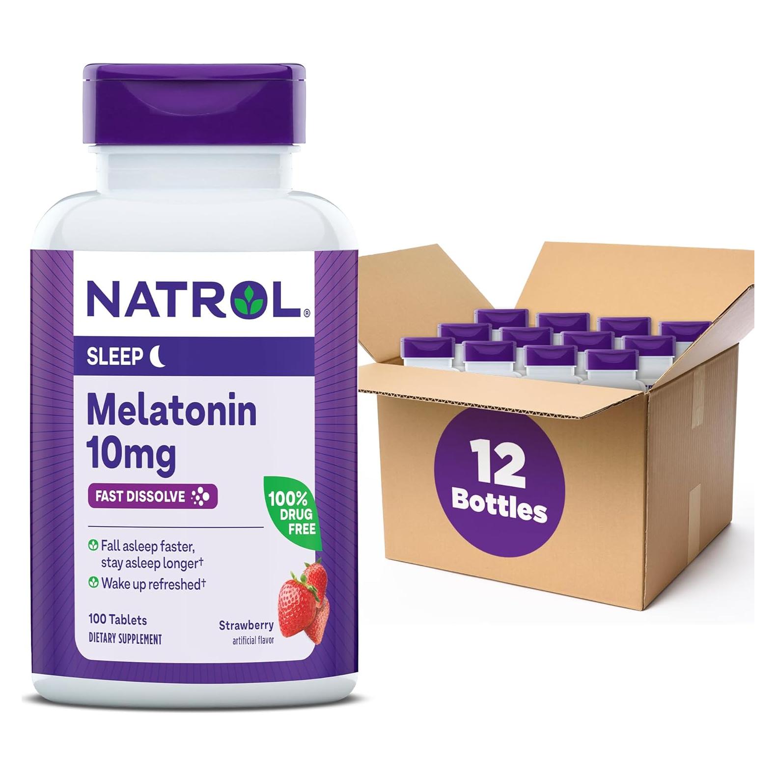 Natrol Sueño Melatonina 10mg Tabletas Rápidas Sabor Fresa 100 Unidades