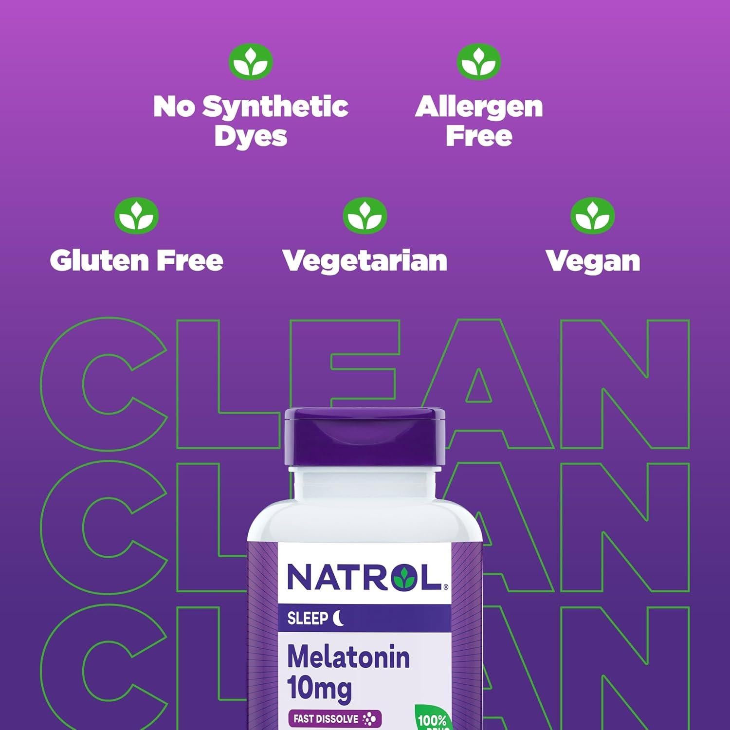 Natrol Sueño Melatonina 10mg Tabletas Rápidas Sabor Fresa 100 Unidades