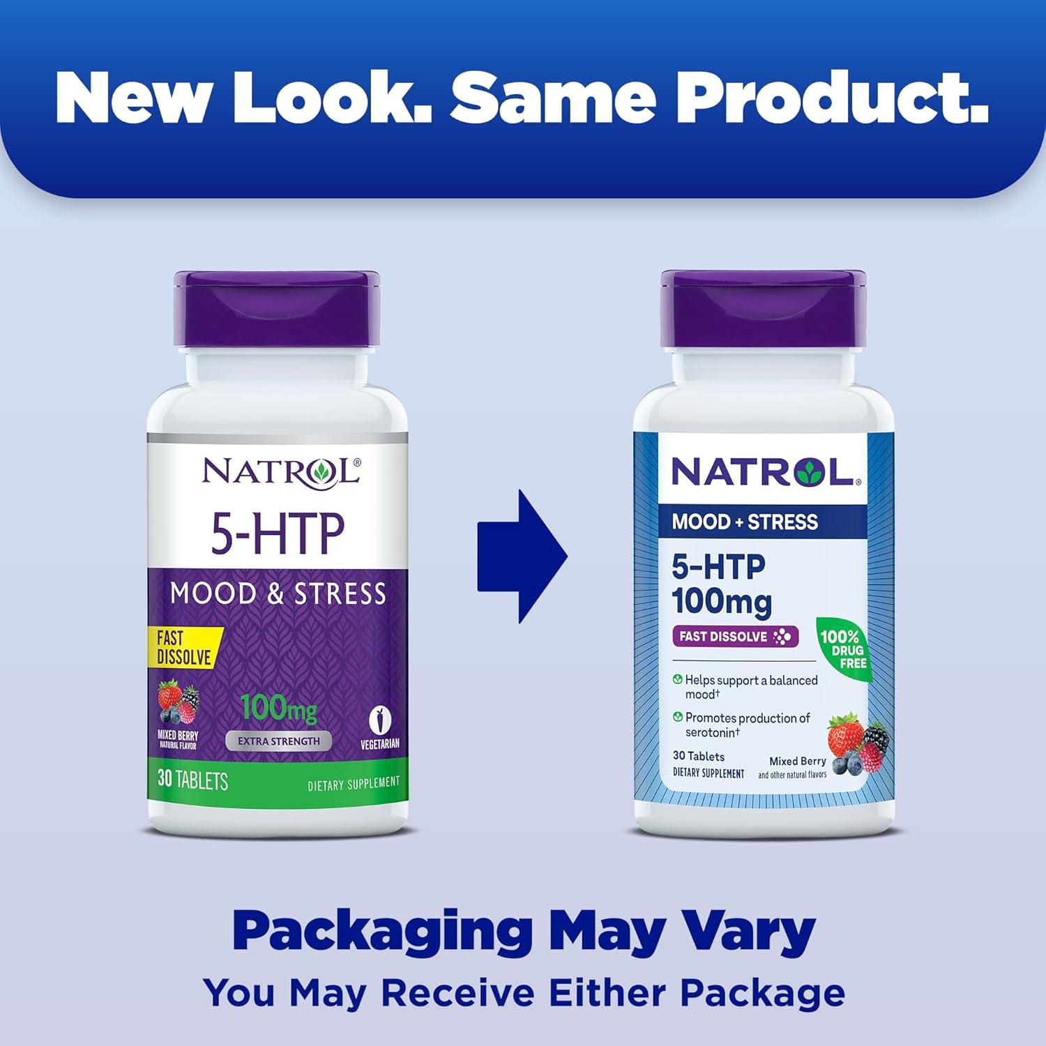 Natrol 5-HTP 100 mg Suplemento Rápido Sabor Frutas 30 Tabletas