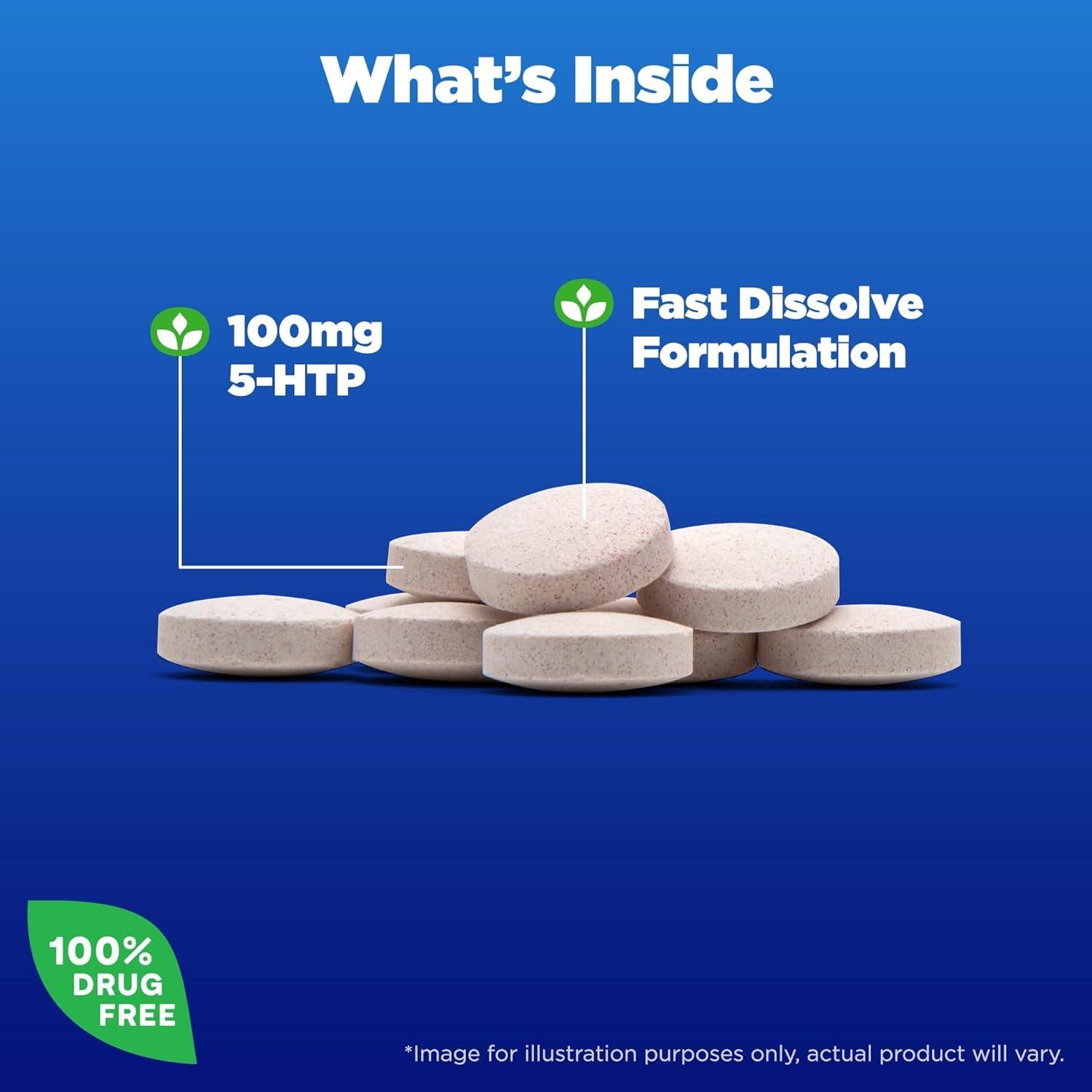 Natrol 5-HTP 100 mg Suplemento Rápido Sabor Frutas 30 Tabletas