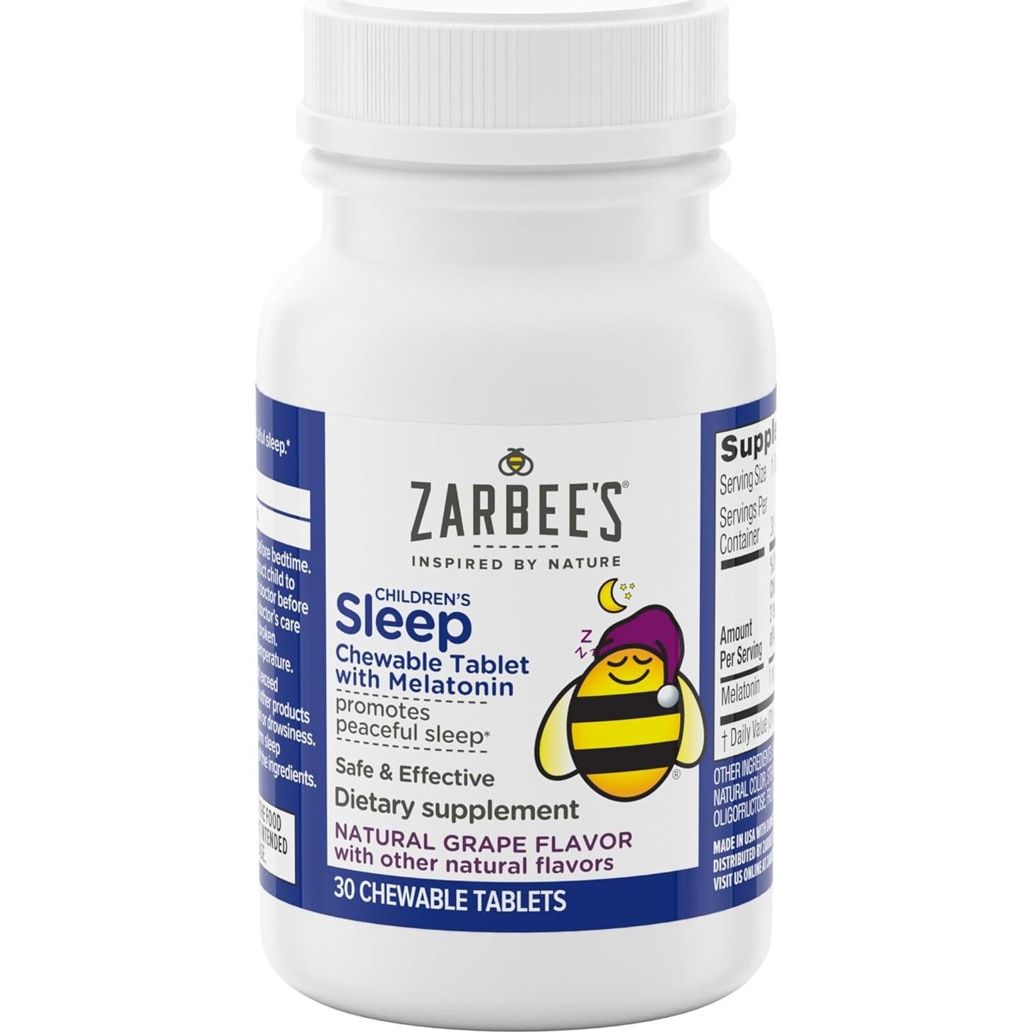 Tableta Masticable de Melatonina Zarbee's Kids 1mg Uva 30 Unidades