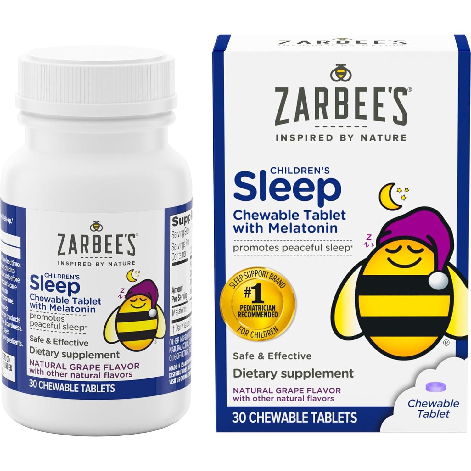 Tableta Masticable de Melatonina Zarbee's Kids 1mg Uva 30 Unidades