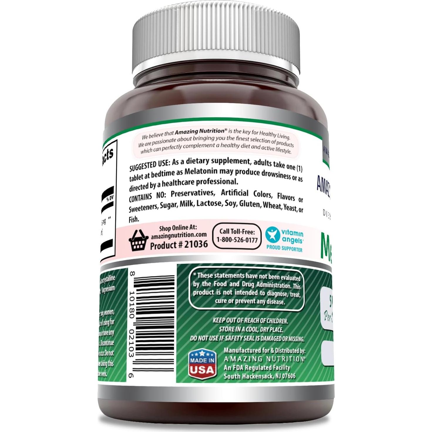 Suplemento de Melatonina 5 Mg Fórmulas Asombrosas 180 Tabletas