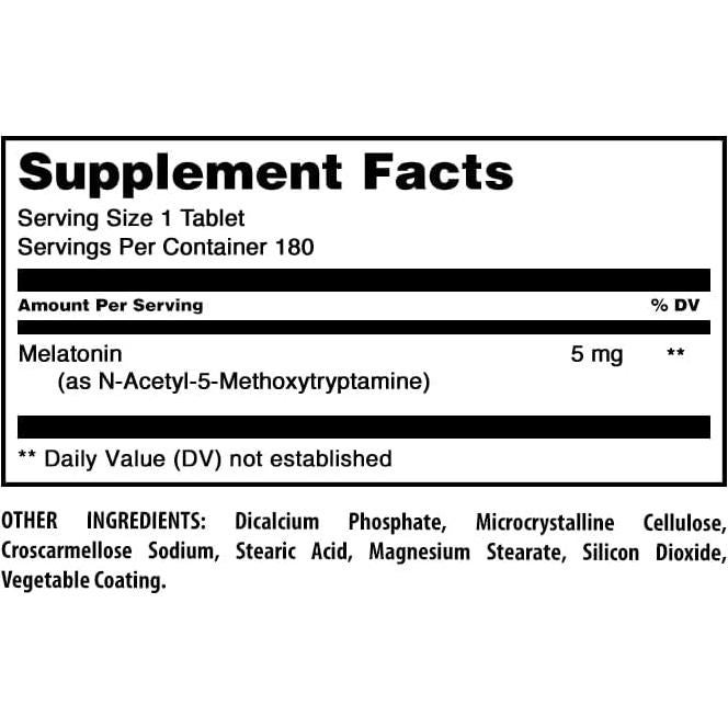 Suplemento de Melatonina 5 Mg Fórmulas Asombrosas 180 Tabletas