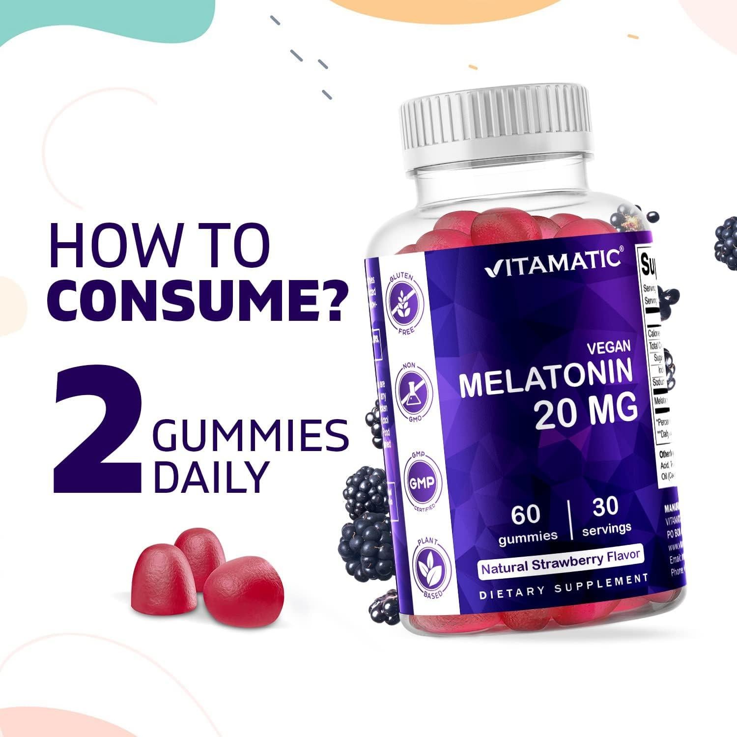 Gomitas de Melatonina Vitamatic 20mg Veganas - 60 Unidades