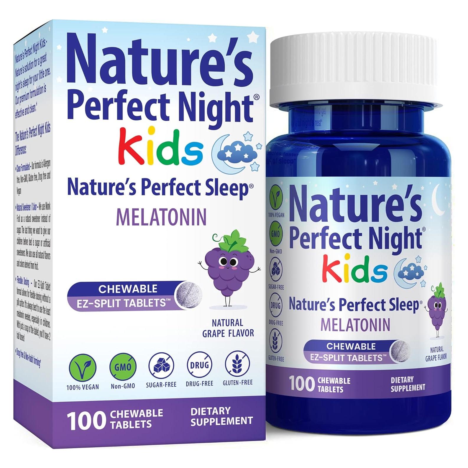 Melatonina para Niños Noche Perfecta 1mg 100 Tabletas Masticables