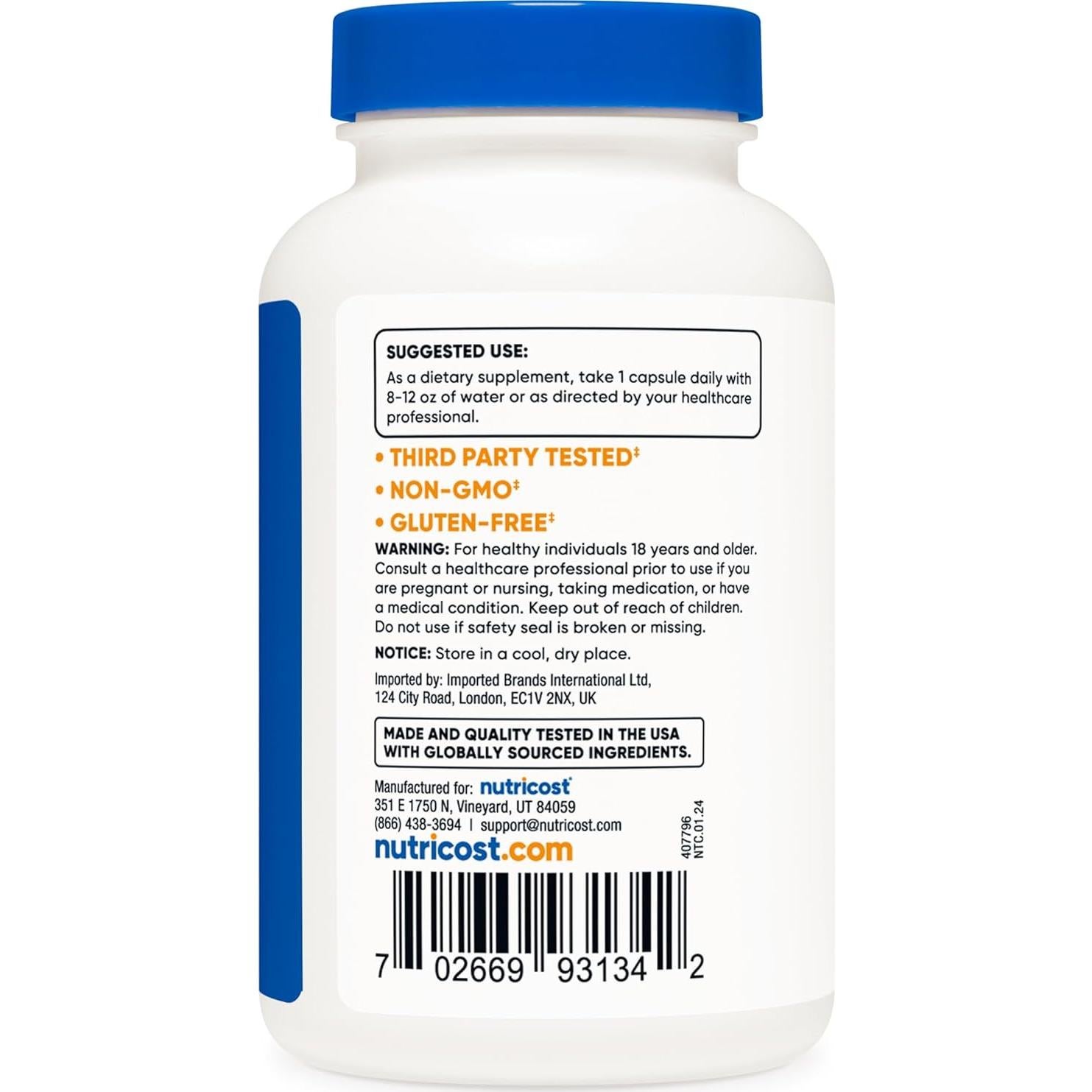 Nutricost 5-HTP 100mg 240 Cápsulas Vegetarianas Sin OGM Gluten
