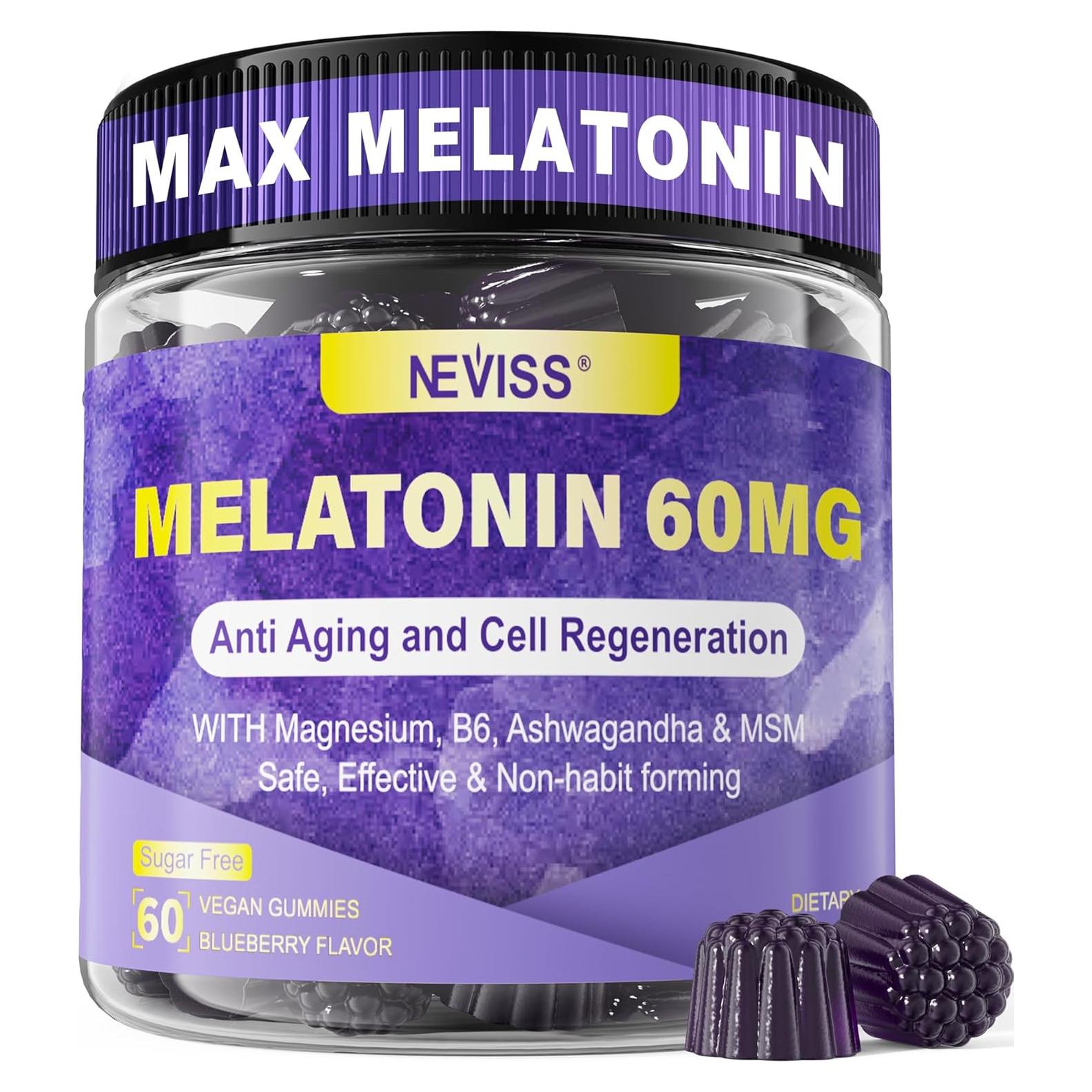 Gominolas de Melatonina 60mg NEVISS con B6 y Ashwagandha