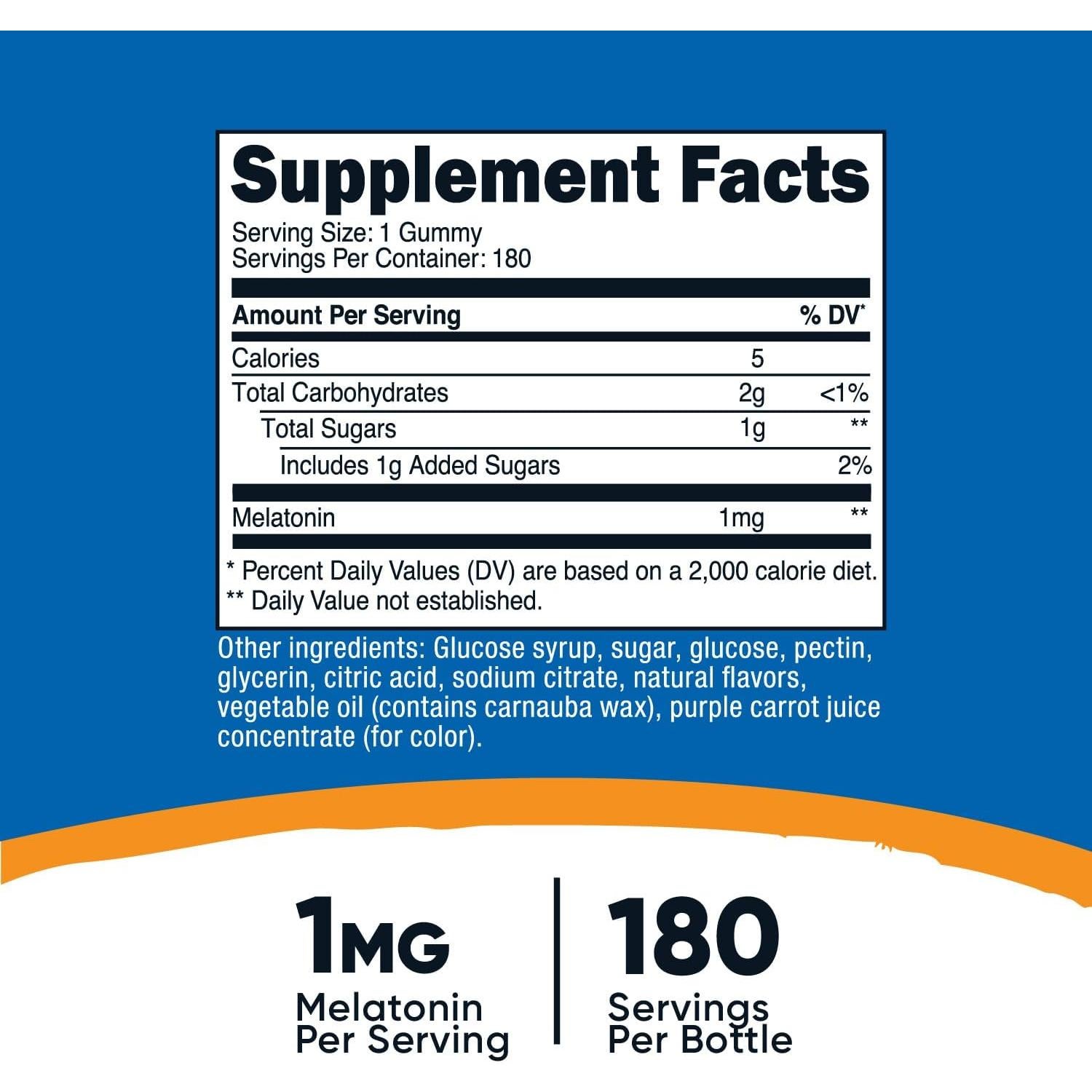 Gominolas de Melatonina Nutricost 1mg 180 Unidades Sabor Fresa