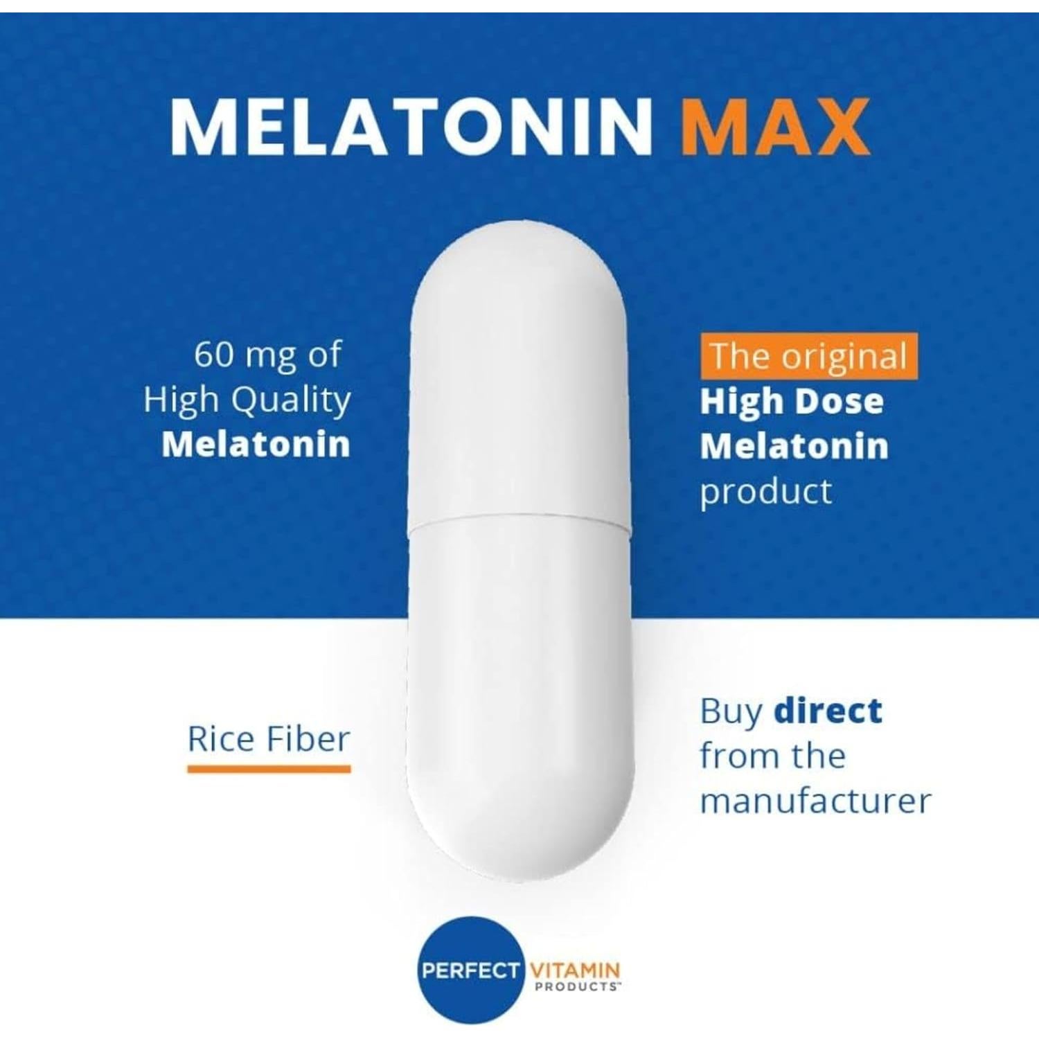 Suplemento de Melatonina 60mg Perfect Vitamin - 3 Pack Vegano