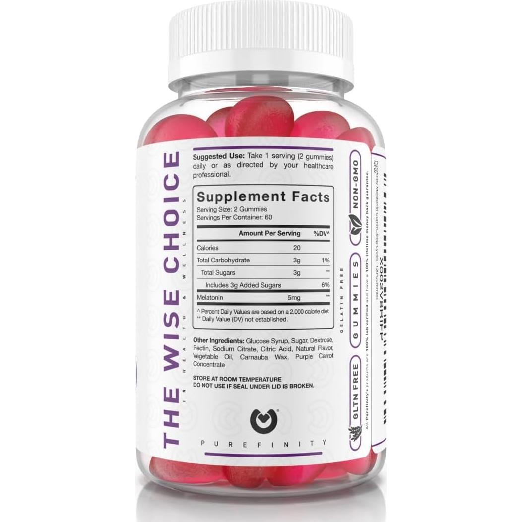 Gomitas de Melatonina 5mg para Niños PUREFINITY 120 Unidades