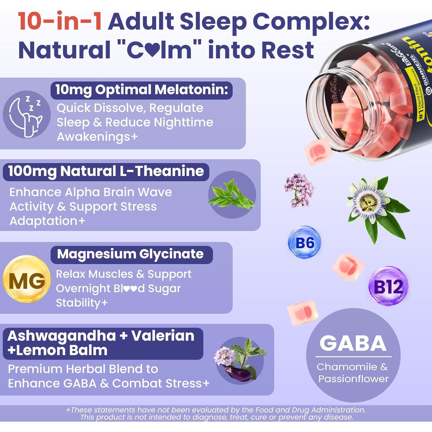 Gomitas de Melatonina 10mg con Magnesio ENVYCURE 60 Unidades