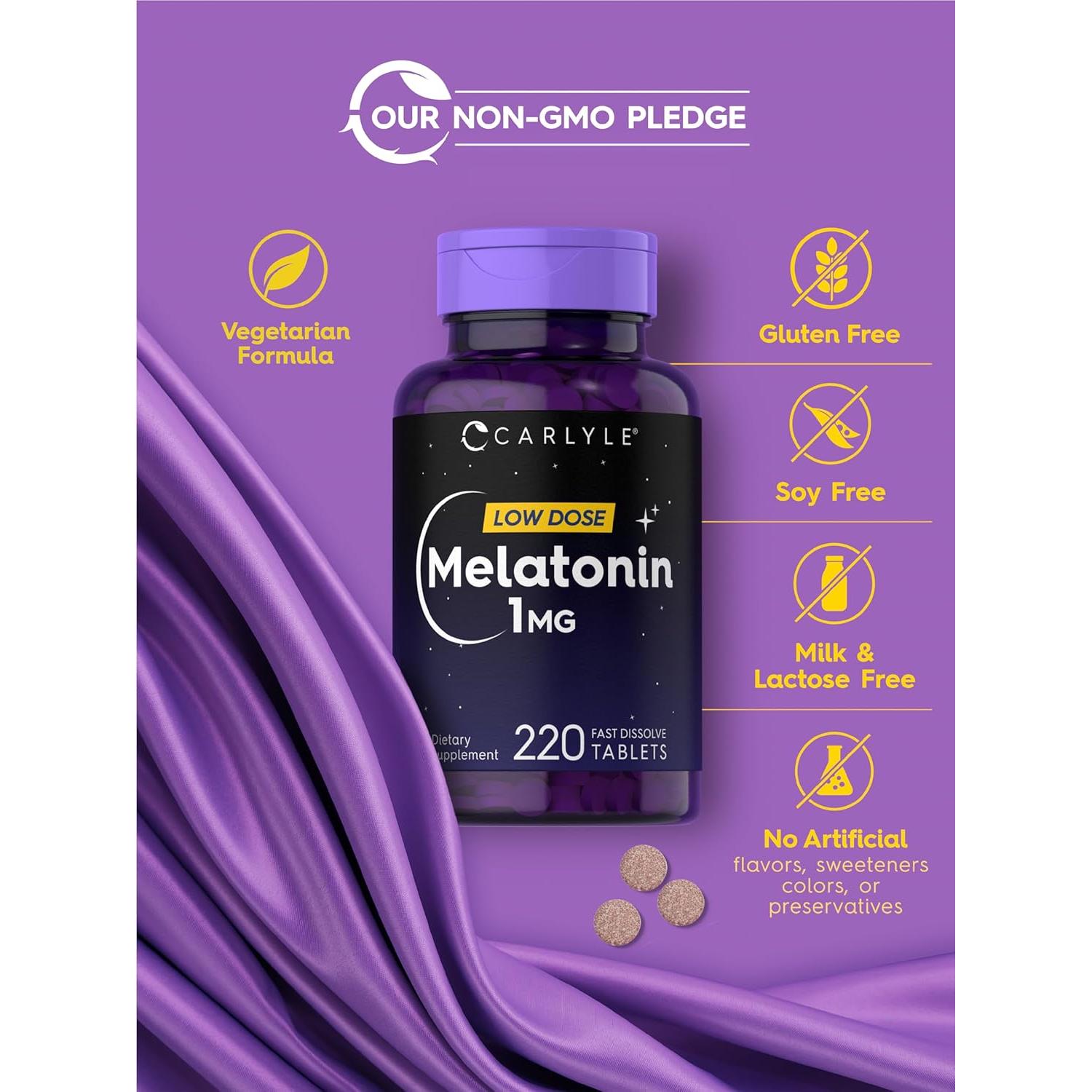 Melatonina 1 mg Carlyle | 220 Tabletas Rápidas Sabor Bayas