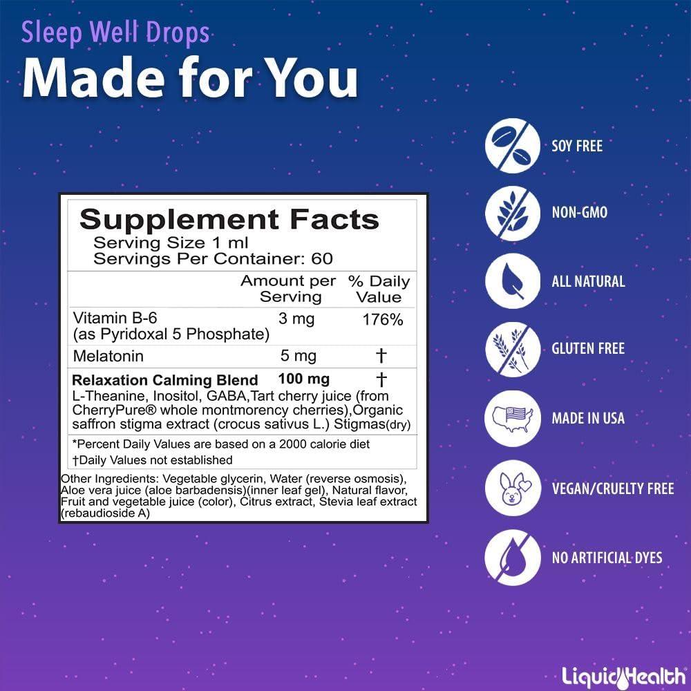 Gotas de Melatonina Liquid Health Sueño Bien 59 ml - Vegano
