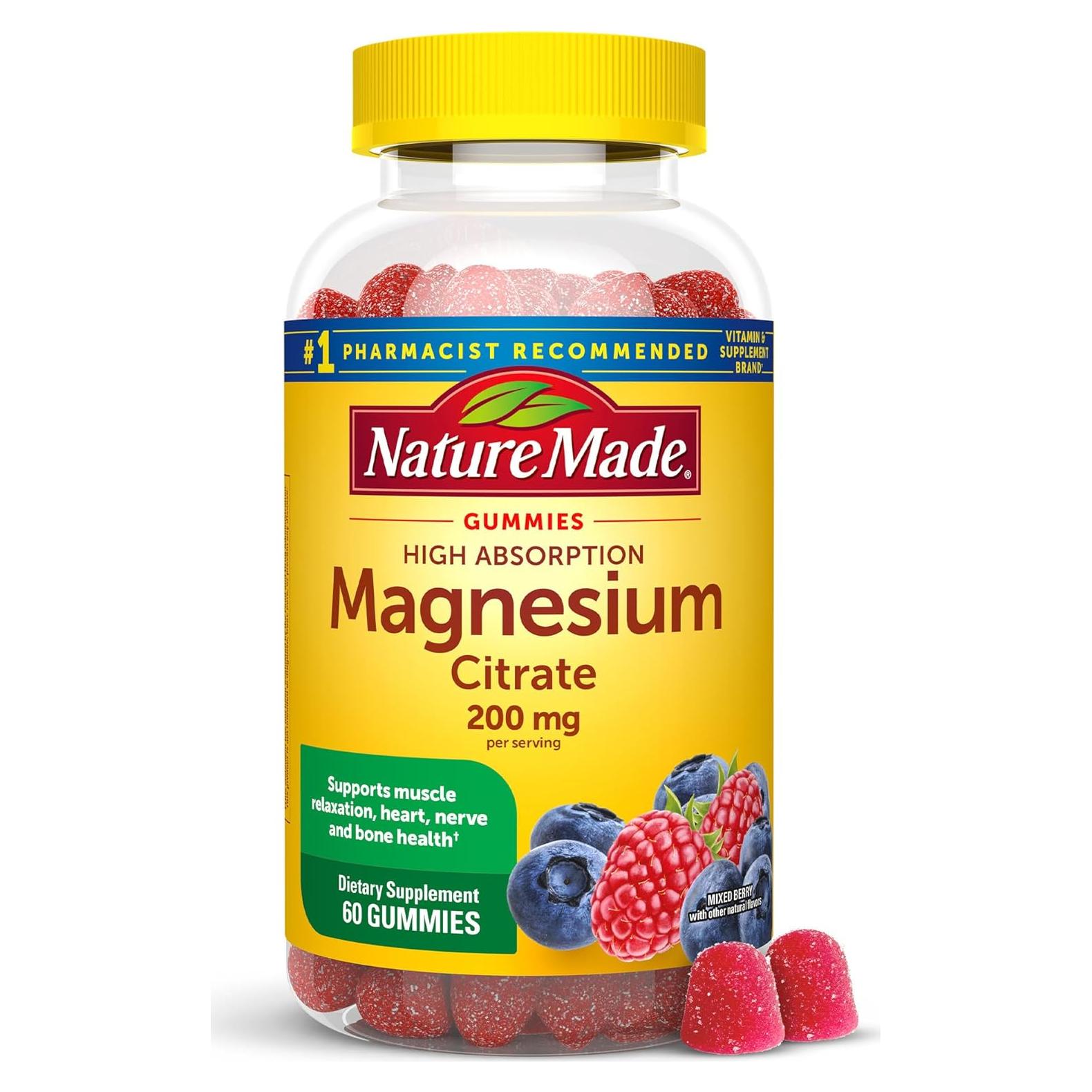 Suplemento de Magnesio Nature Made 200 mg 60 Gominolas