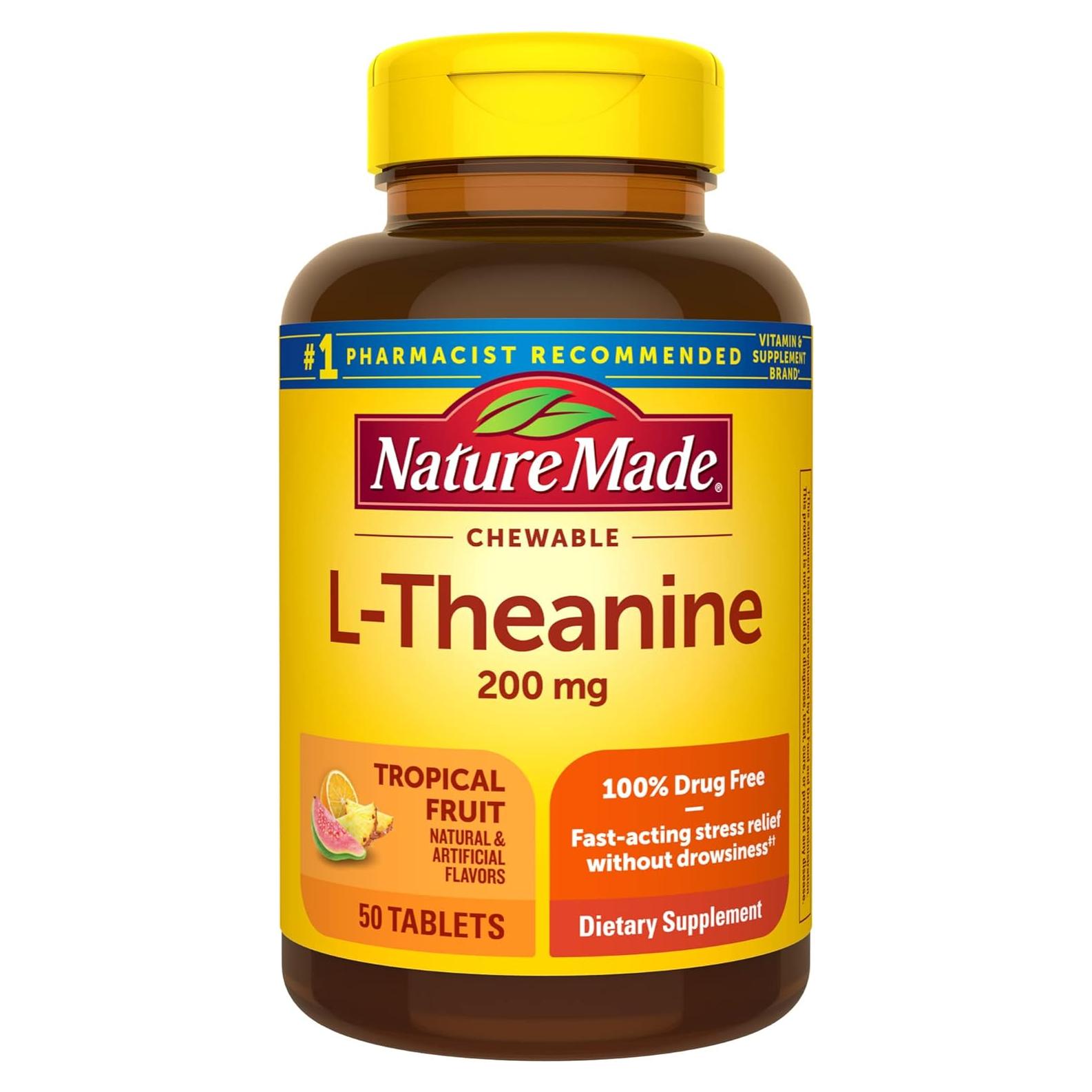Nature Made L-Teanina Masticable 200mg - 50 Tabletas para Estrés