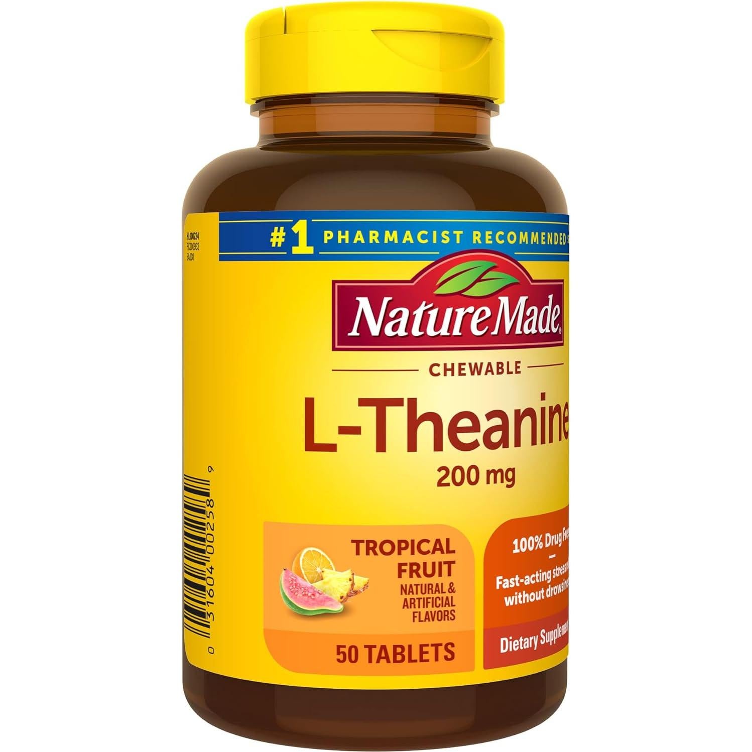 Nature Made L-Teanina Masticable 200mg - 50 Tabletas para Estrés