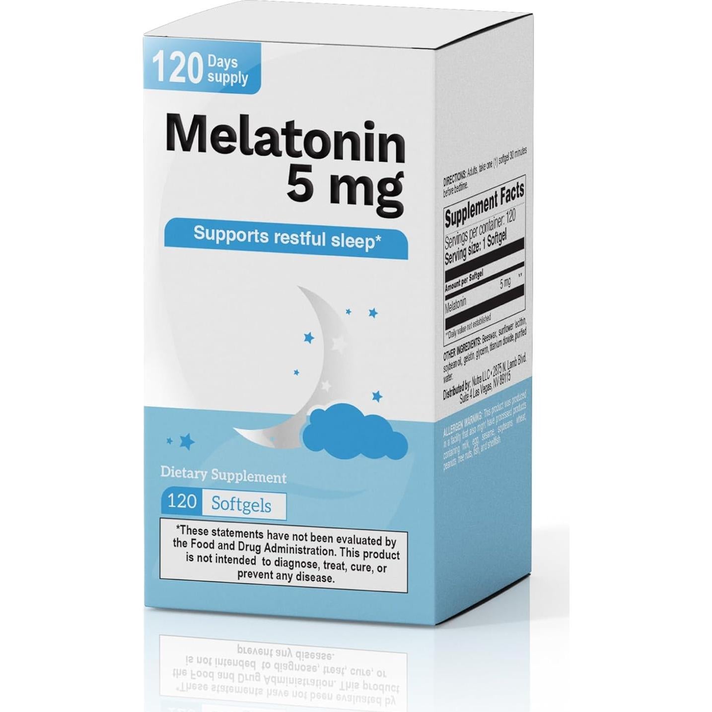 Melatonina 5mg Gelatinas Blandas Nutra - 120 Porciones