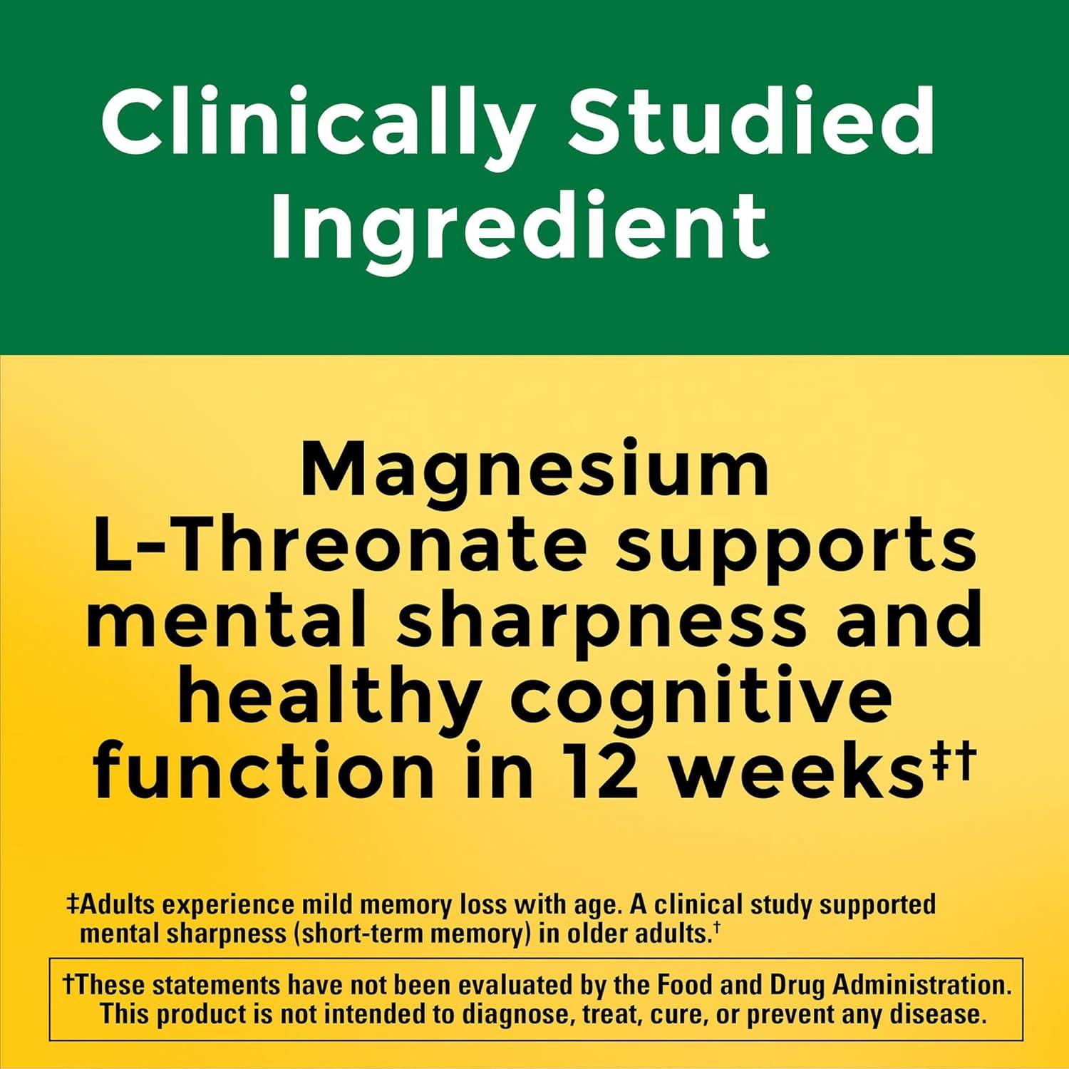 Nature Made Magnesio L-Treonato 130 mg + Vitamina C y D3 - 90 Cápsulas