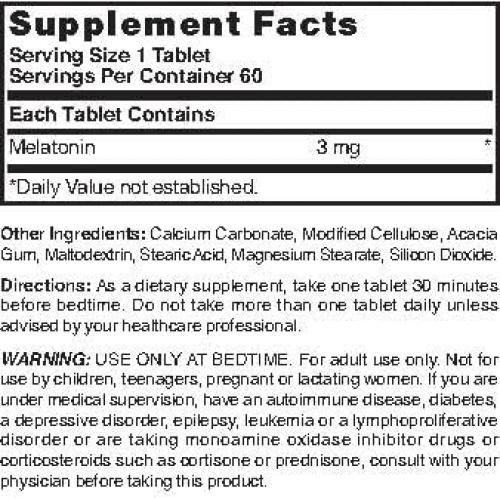 Melatonina 3 mg Nature's Blend 60 Tabletas Liberación Prolongada