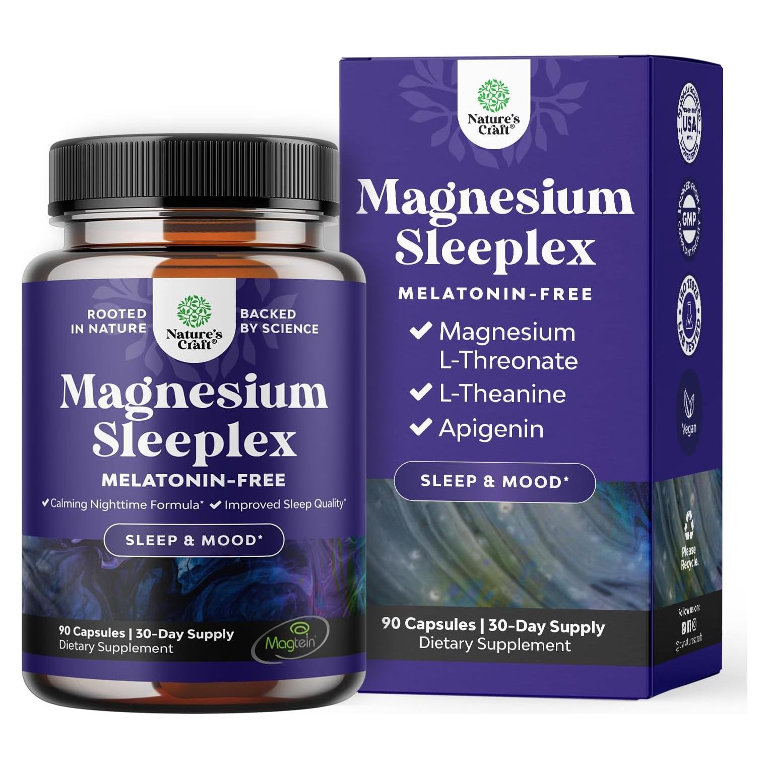 Suplemento de Magnesio Natures Craft 90 Cápsulas - Apoyo Sueño