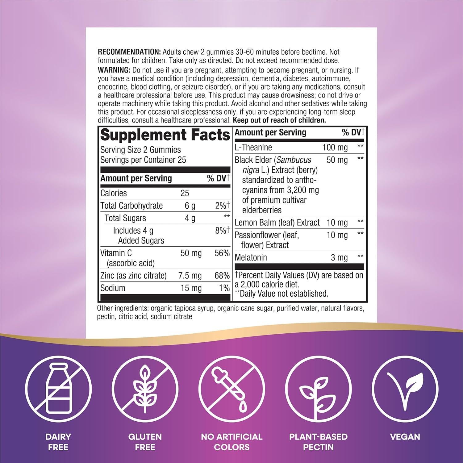 Gomitas de Sambuco Nature's Way para Sueño e Inmunidad 50u